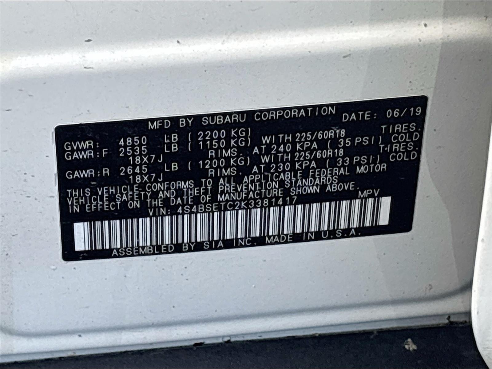 2019 Subaru Outback Touring