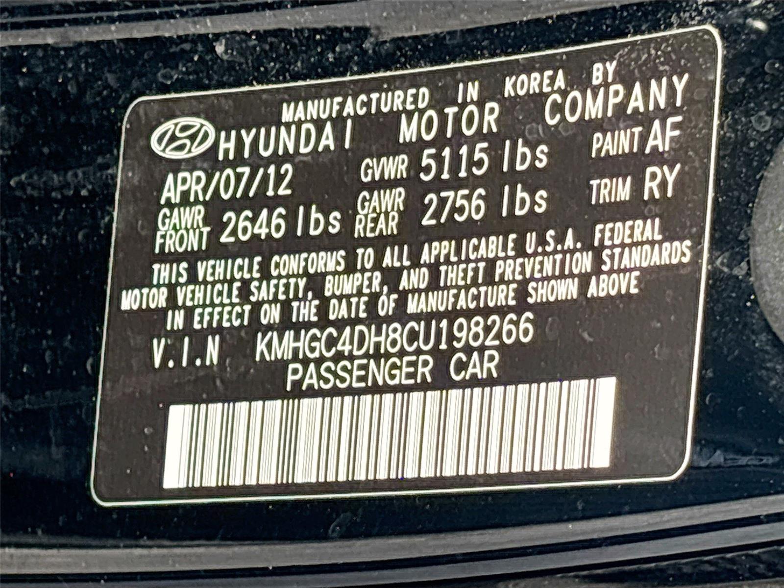 2012 Hyundai Genesis 5.0L