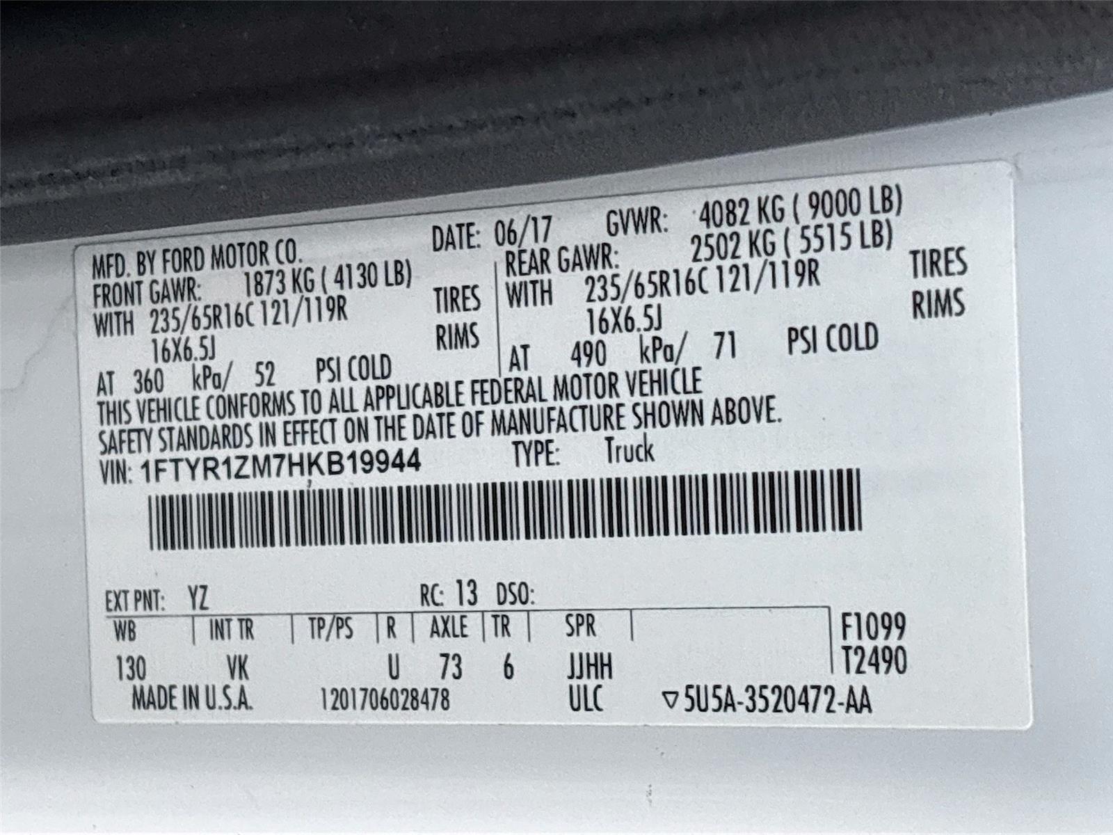 2017 Ford Transit Van