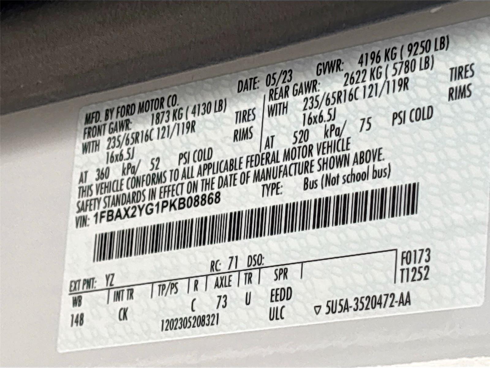 2023 FORD TRANSIT T-350