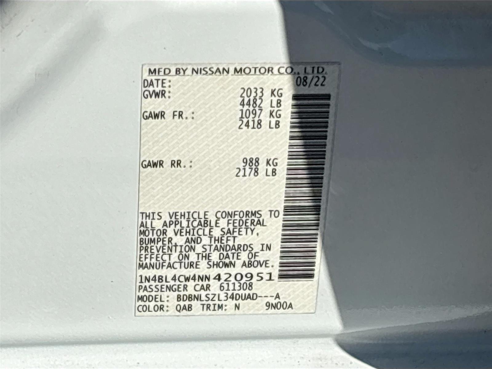 2022 Nissan Altima 2.5 SR