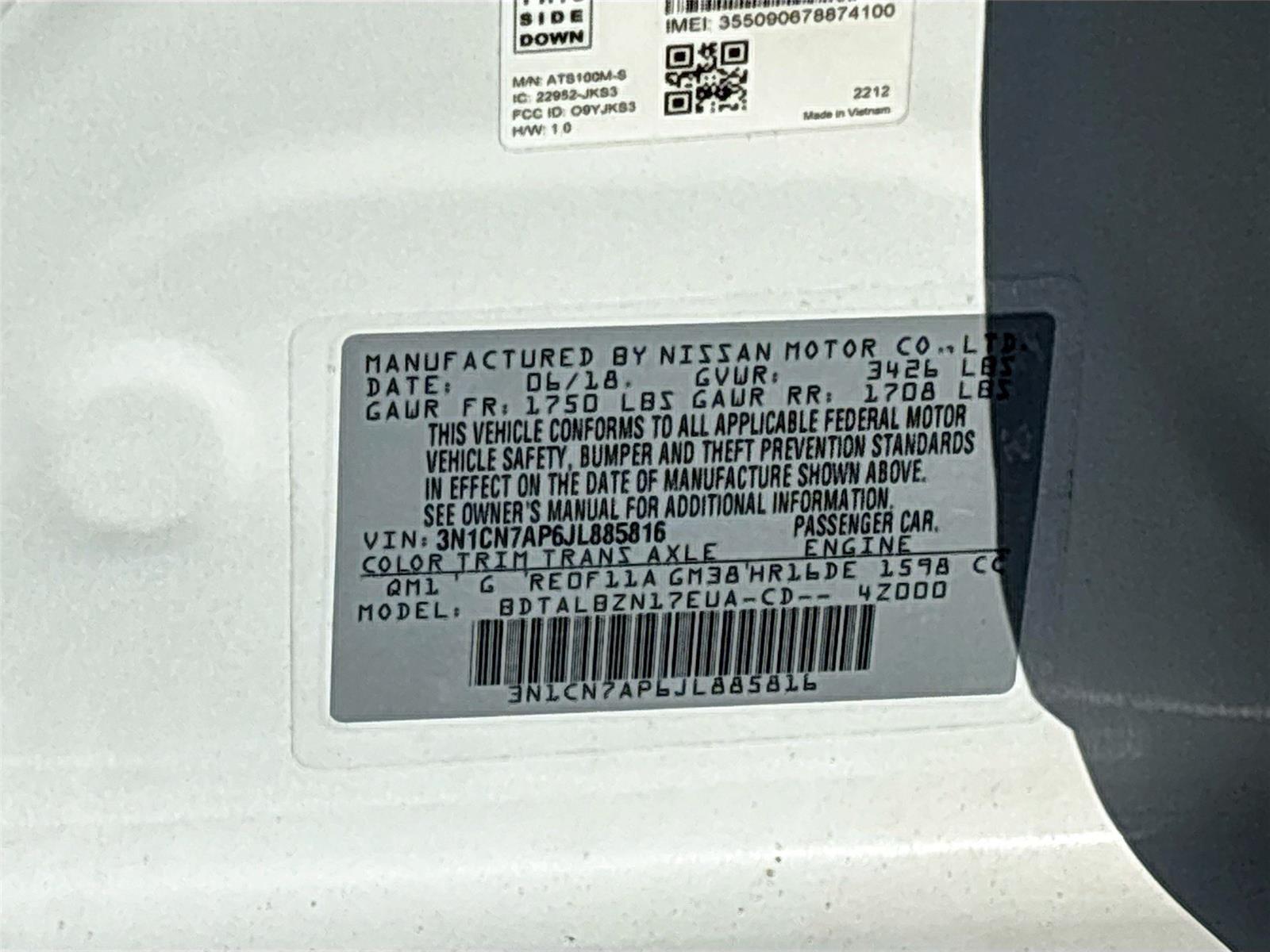 2018 Nissan Versa Sedan SV