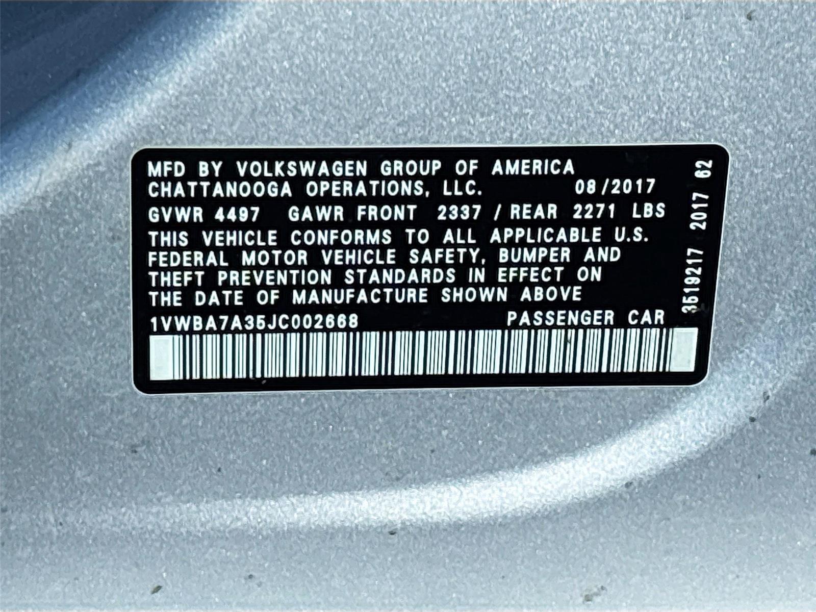 2018 Volkswagen Passat 2.0T SE