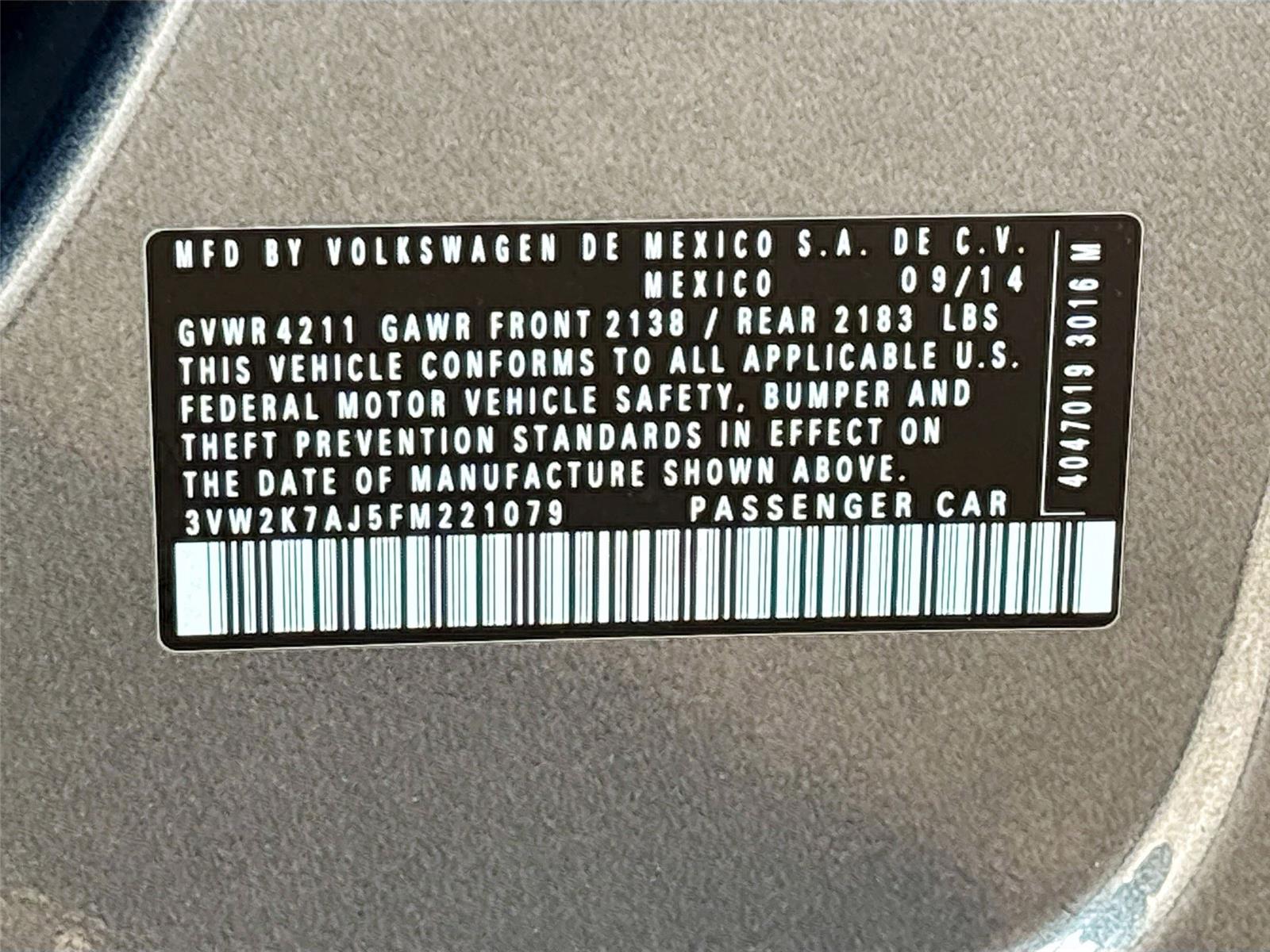 2015 Volkswagen Jetta Sedan 2.0L S