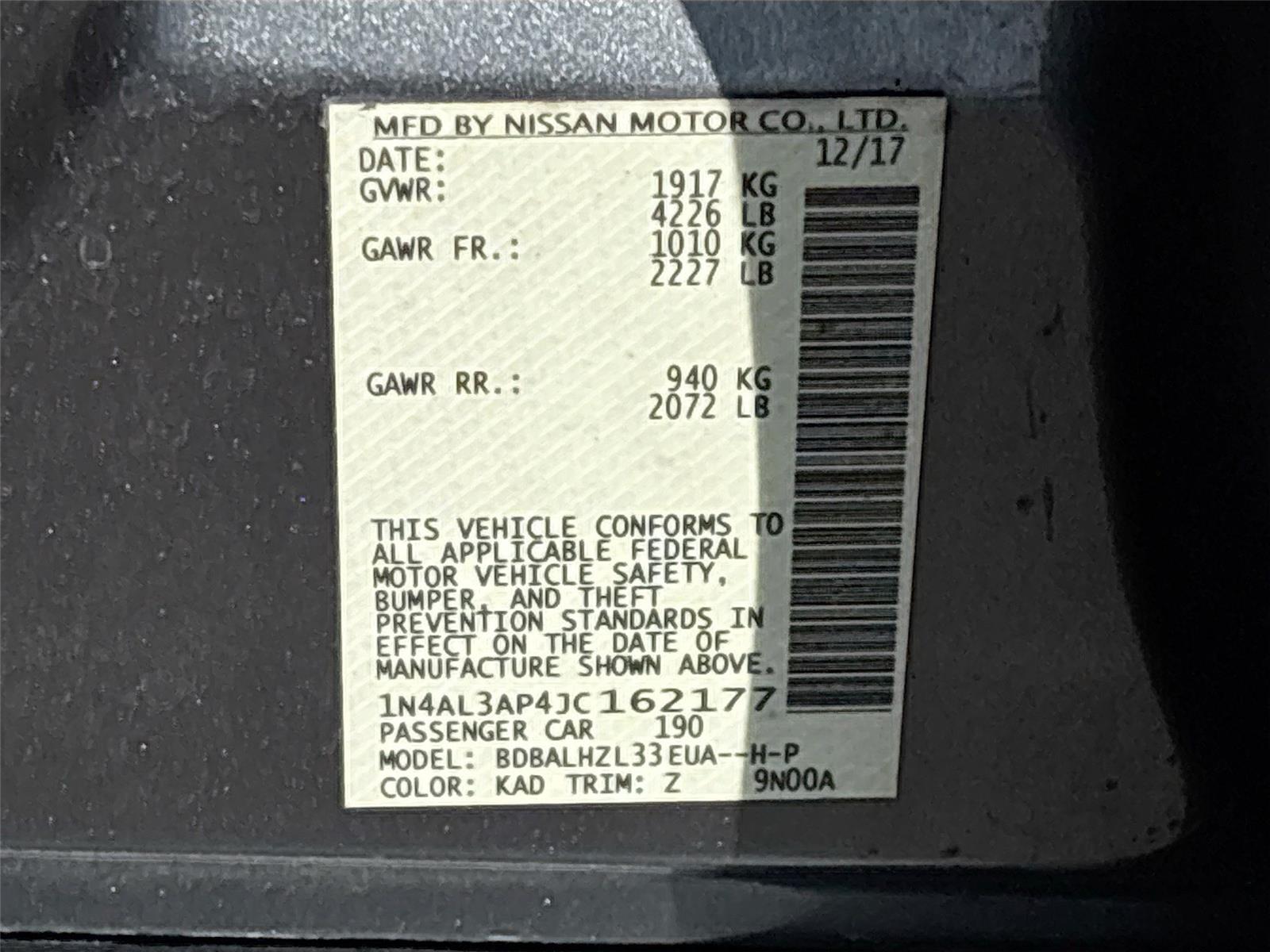 2018 Nissan Altima 2.5 SR