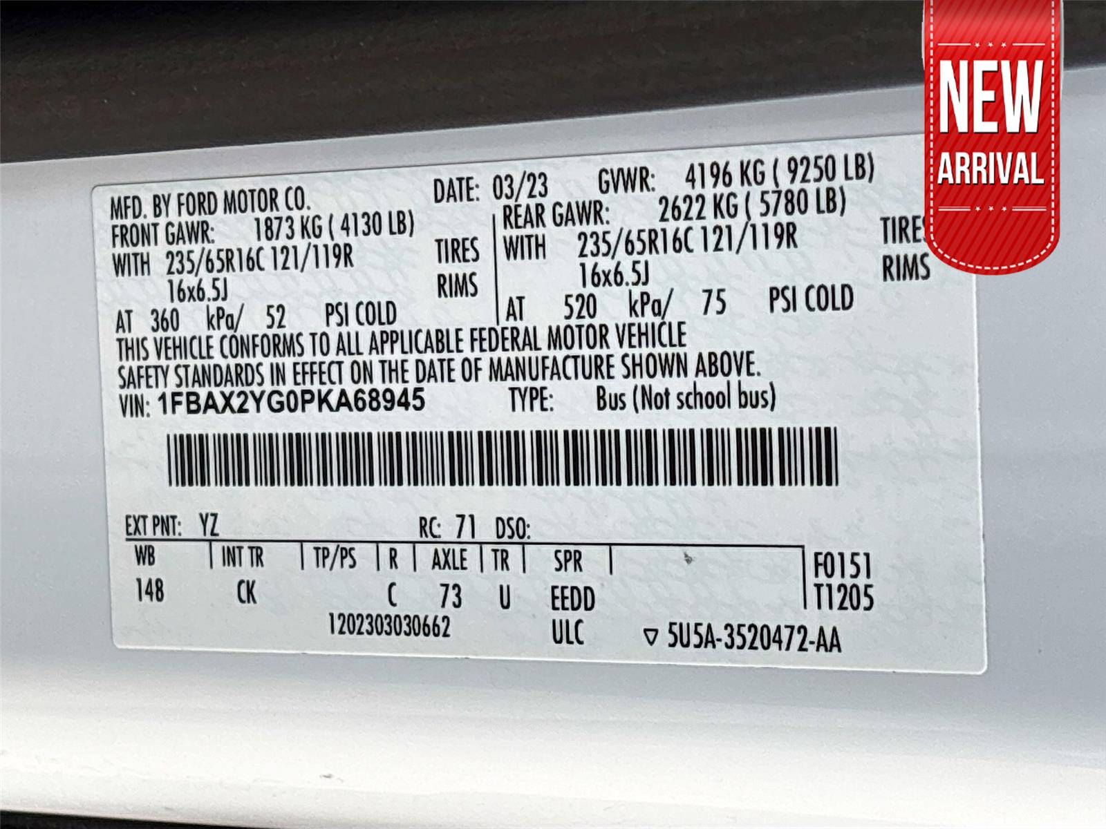 2023 FORD TRANSIT T-350