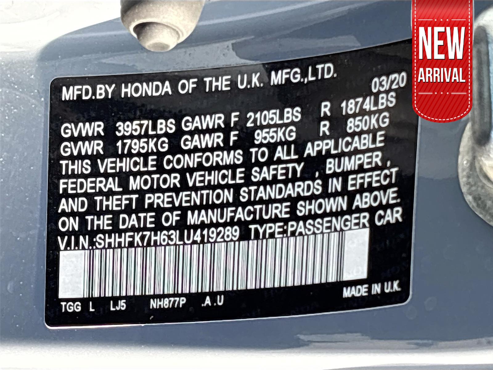 2020 Honda Civic Hatchback EX