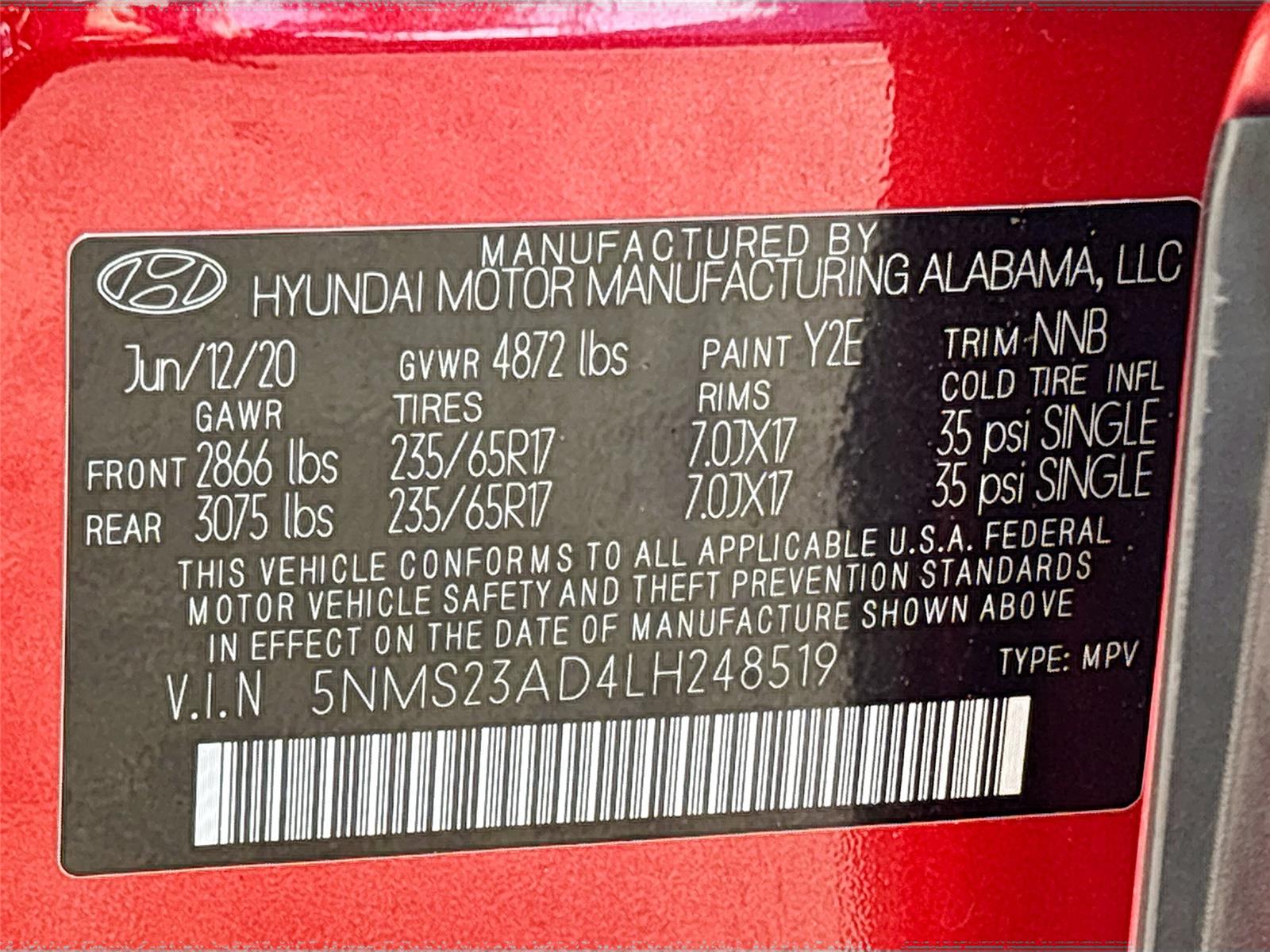 2020 Hyundai Santa Fe SE