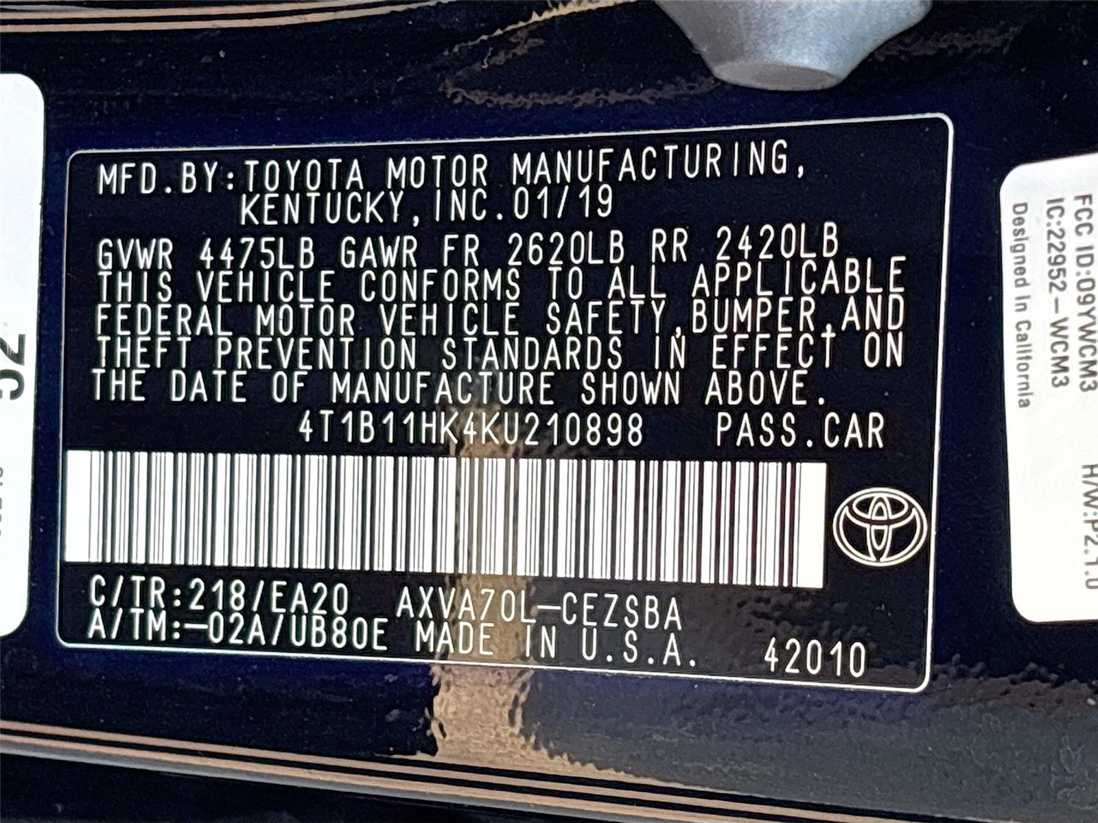 2019 Toyota Camry SE