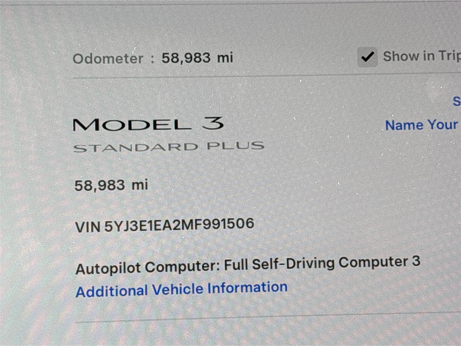 2021 Tesla Model 3 Standard Range Plus