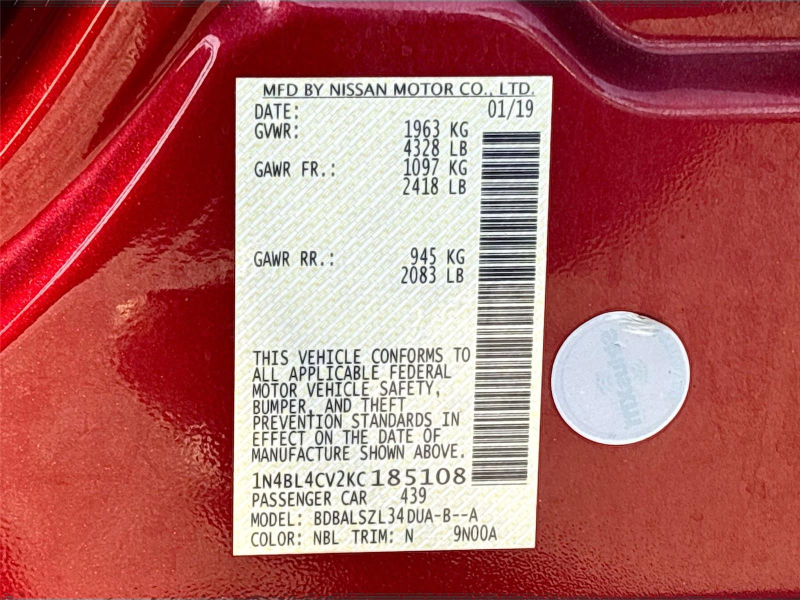 2019 Nissan Altima 2.5 SR