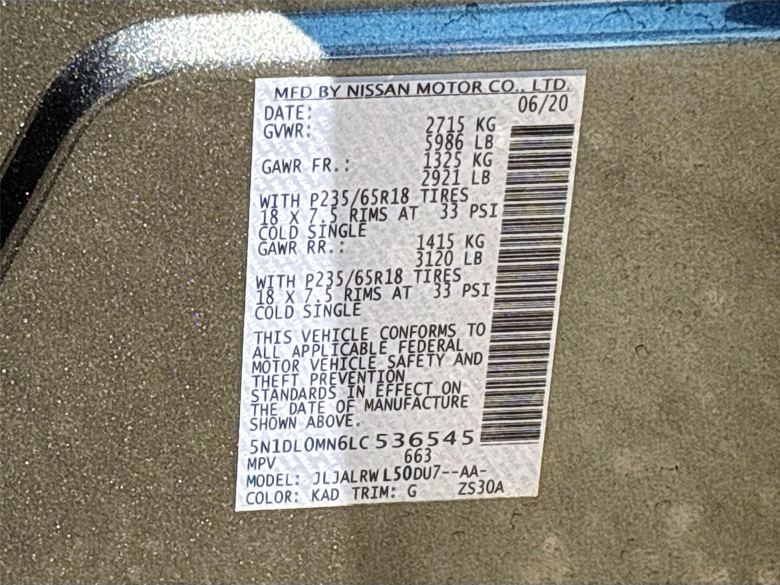 2020 INFINITI QX60 LUXE/PURE/