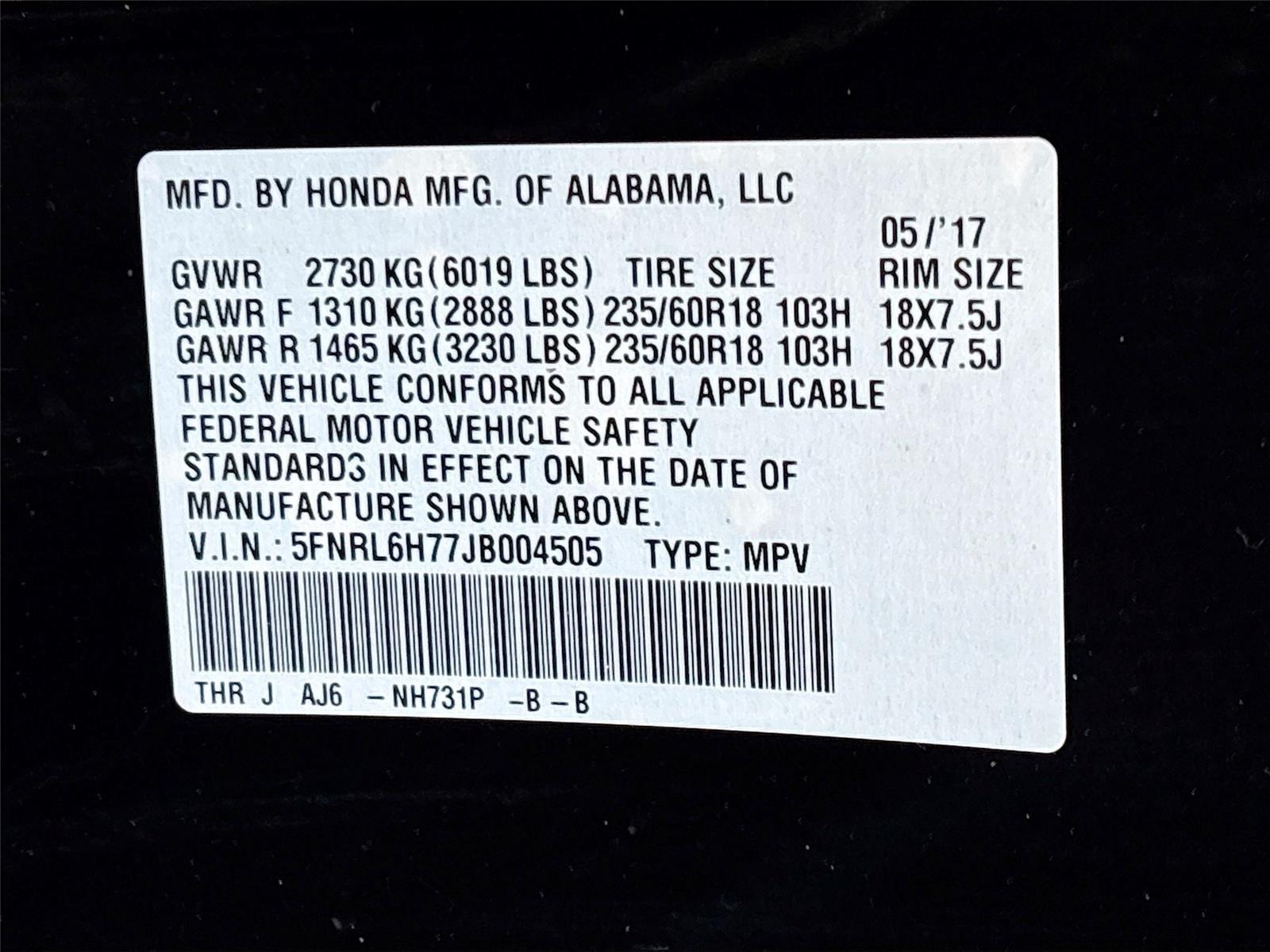 2018 HONDA ODYSSEY EXL