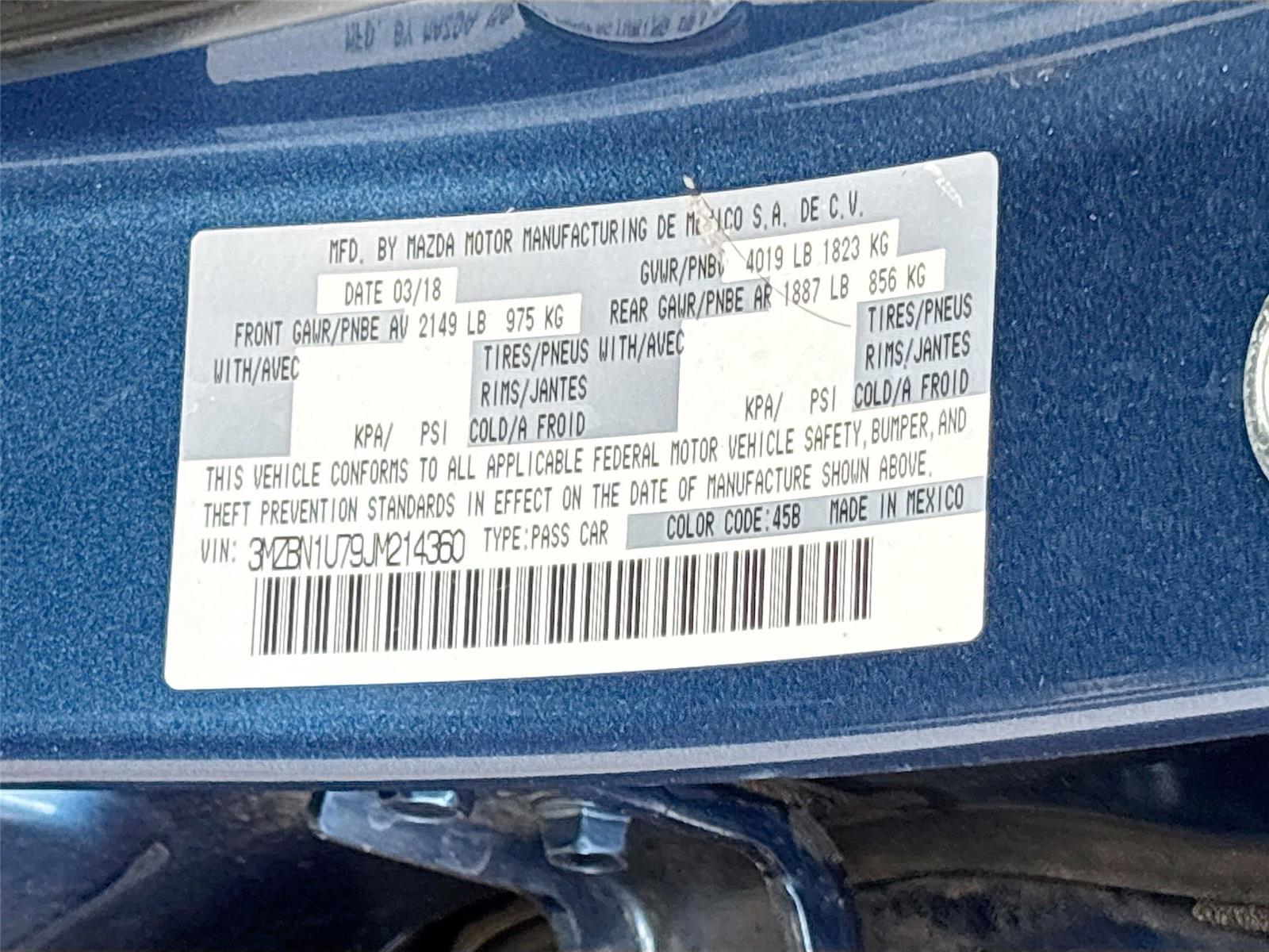 2018 MAZDA MAZDA3 SPORT