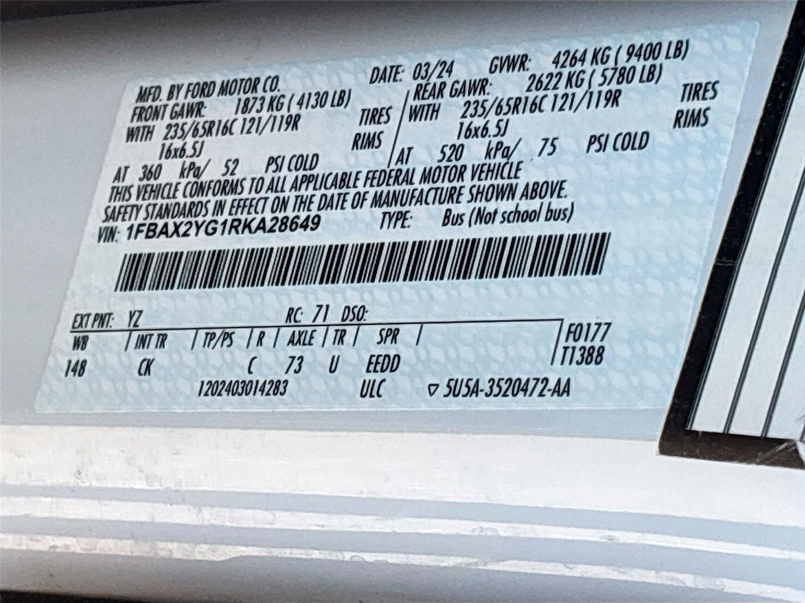 2024 Ford Transit 350 XLT