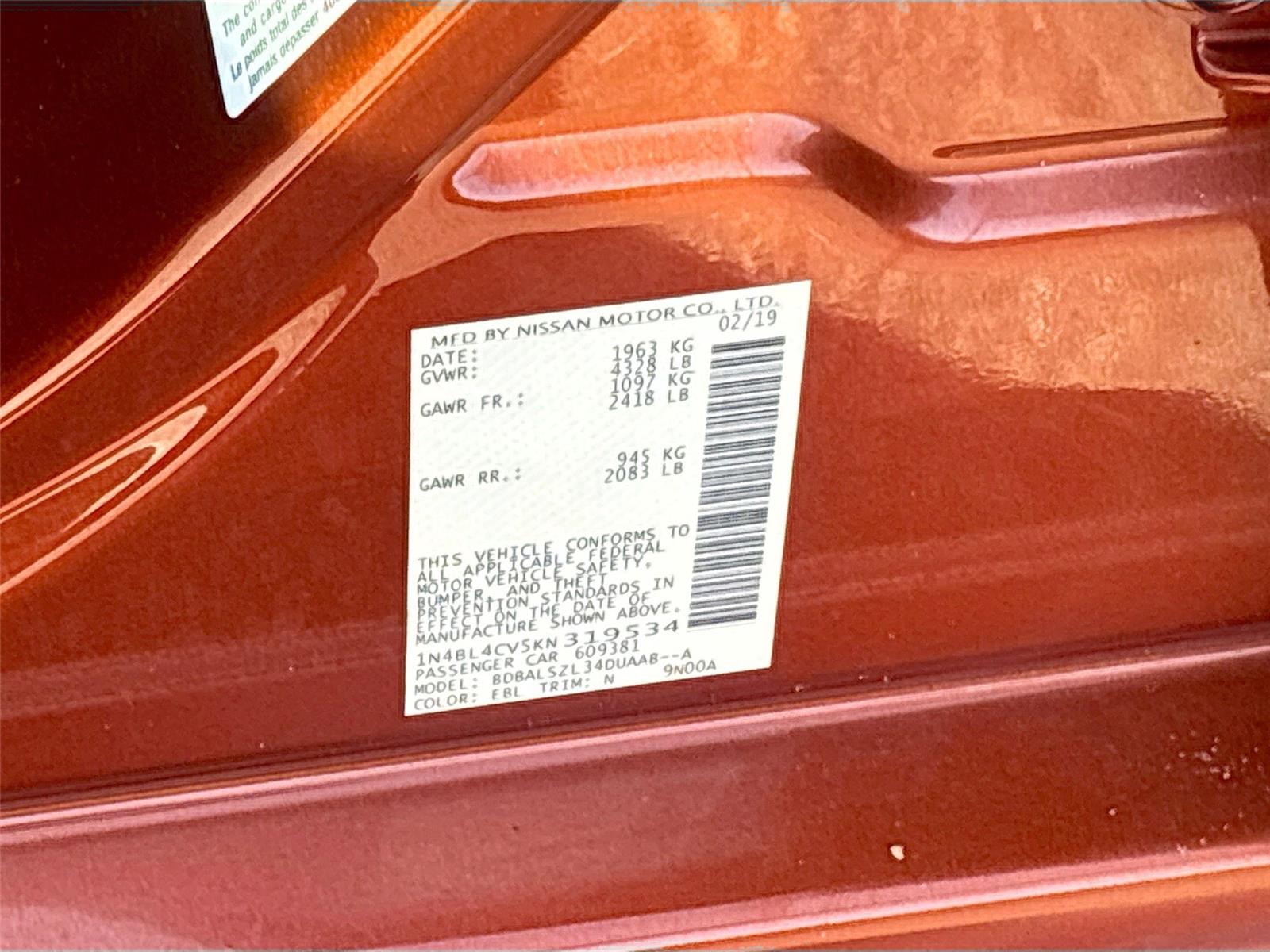 2019 Nissan Altima 2.5 SR