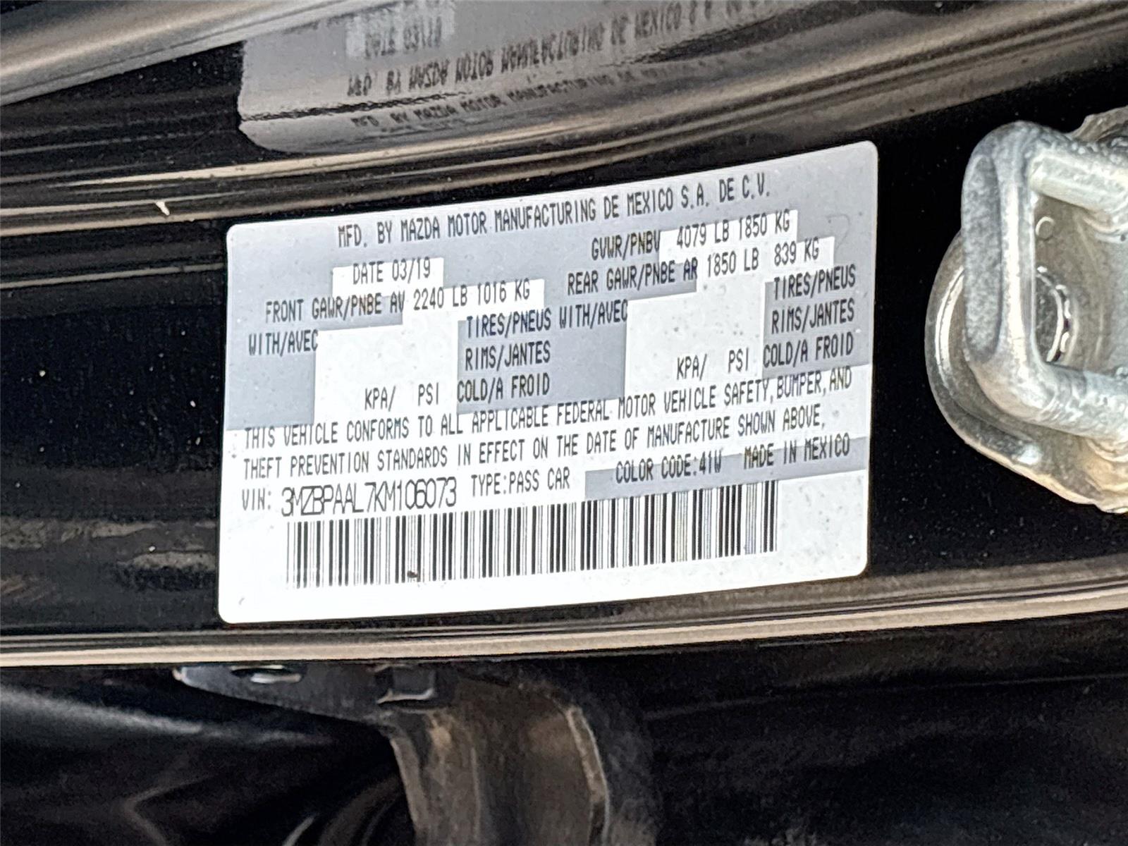 2019 Mazda Mazda3 Sedan w/Select Pkg