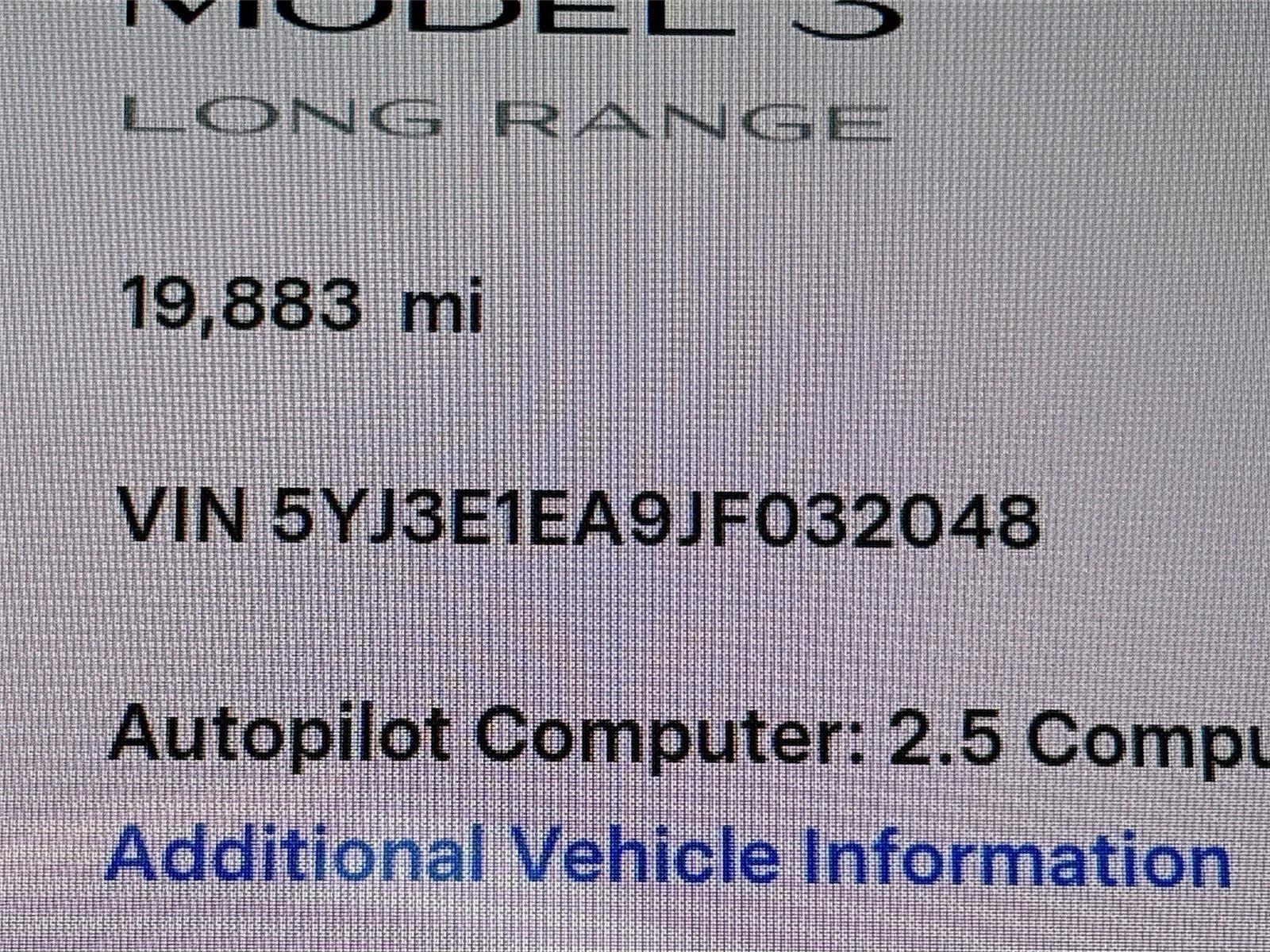 2018 Tesla Model 3 Long Range Battery
