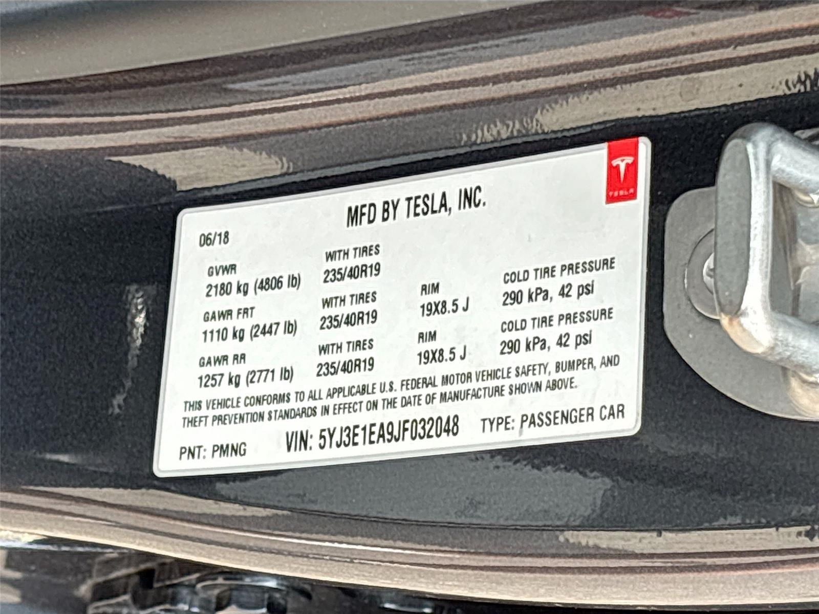 2018 Tesla Model 3 Long Range Battery