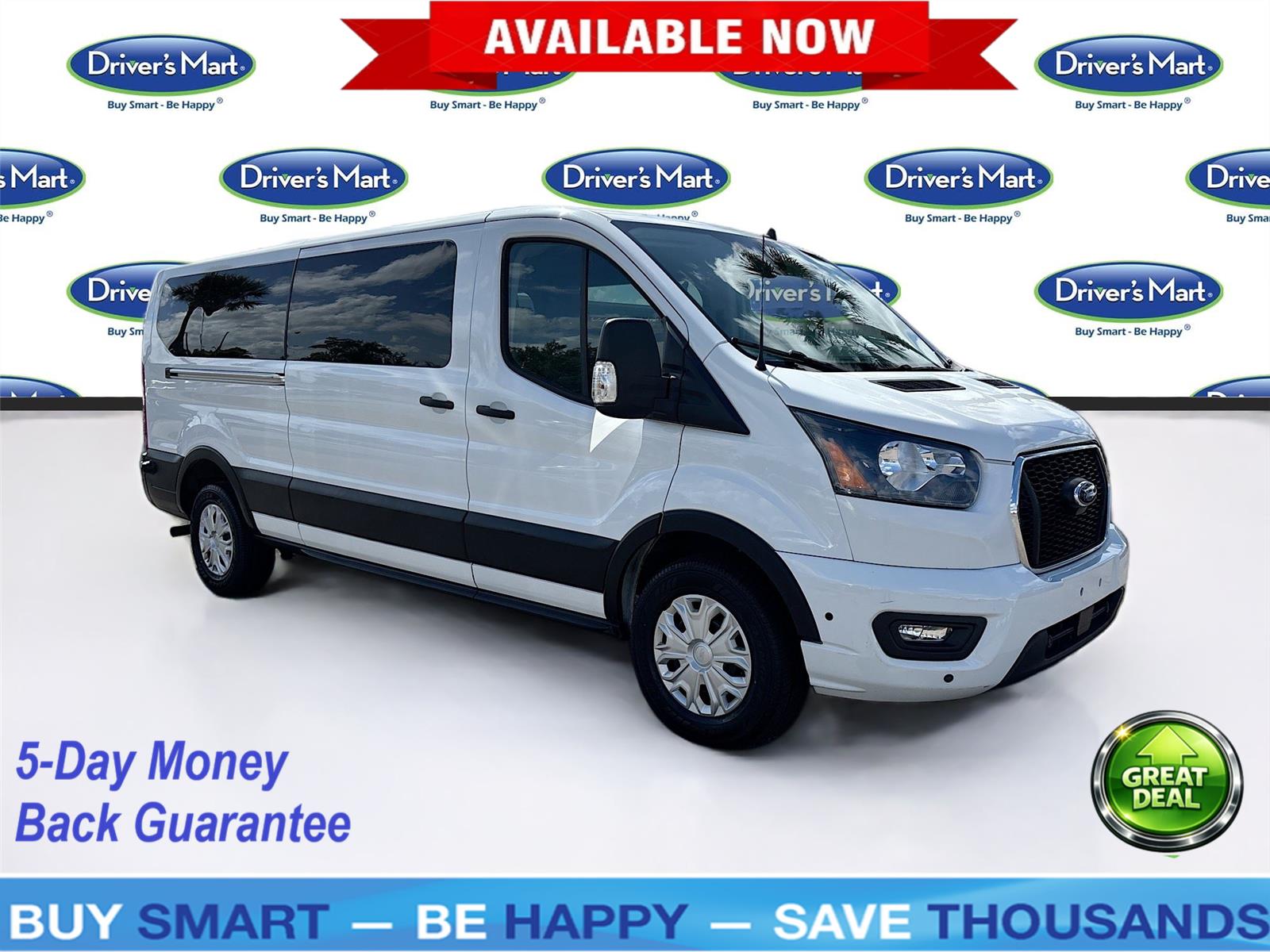 Oxford White 2024 Ford Transit Passenger 350 XLT Low Roof LB RWD Van Rear-Wheel Drive Automatic