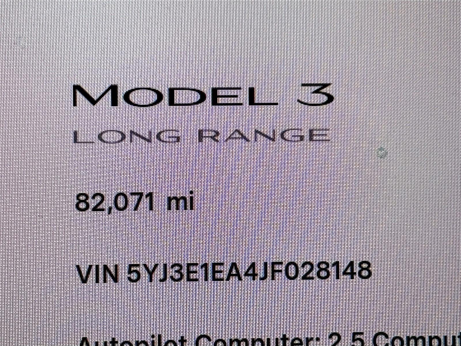 2018 Tesla Model 3 Long Range Battery
