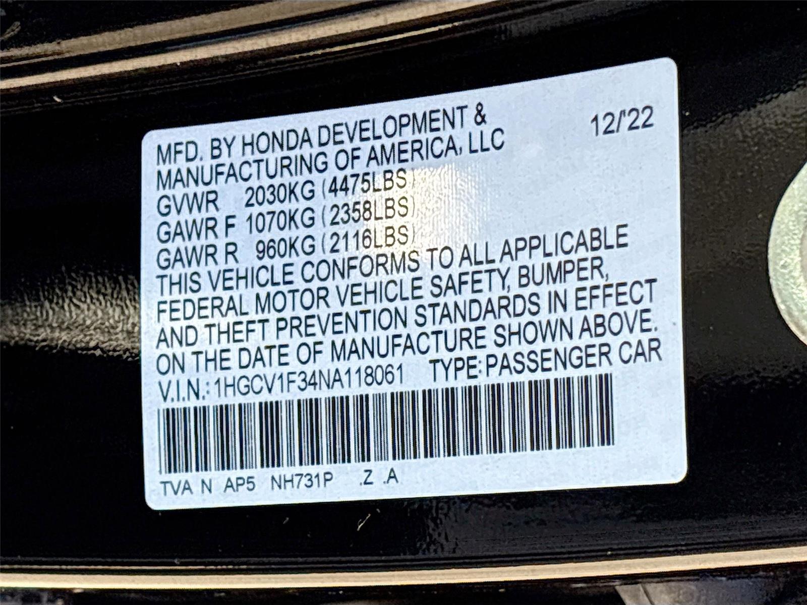 2022 Honda Accord Sport