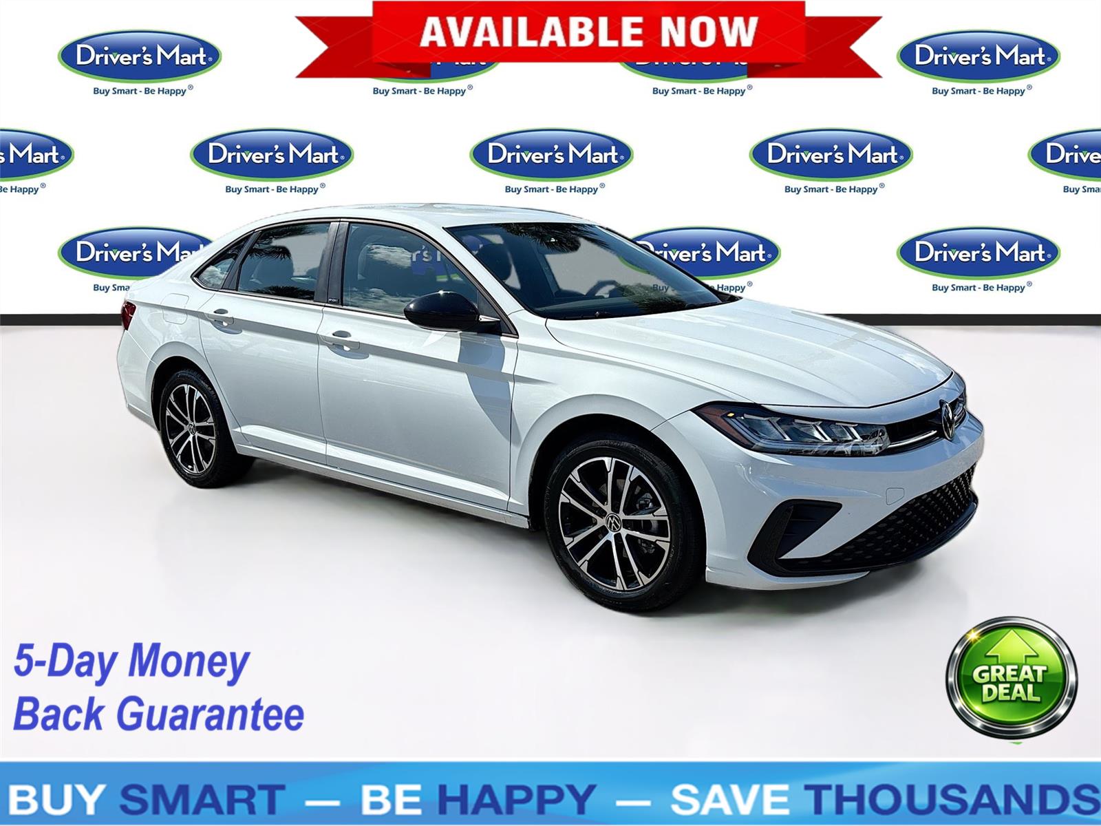 Pure White 2025 Volkswagen Jetta Sport FWD Sedan Front-Wheel Drive Automatic