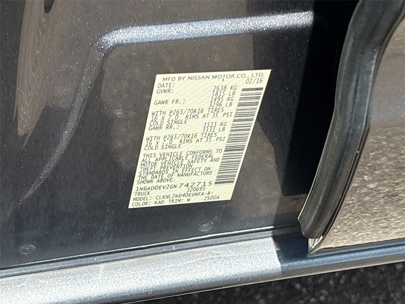 2016 Nissan Frontier SV