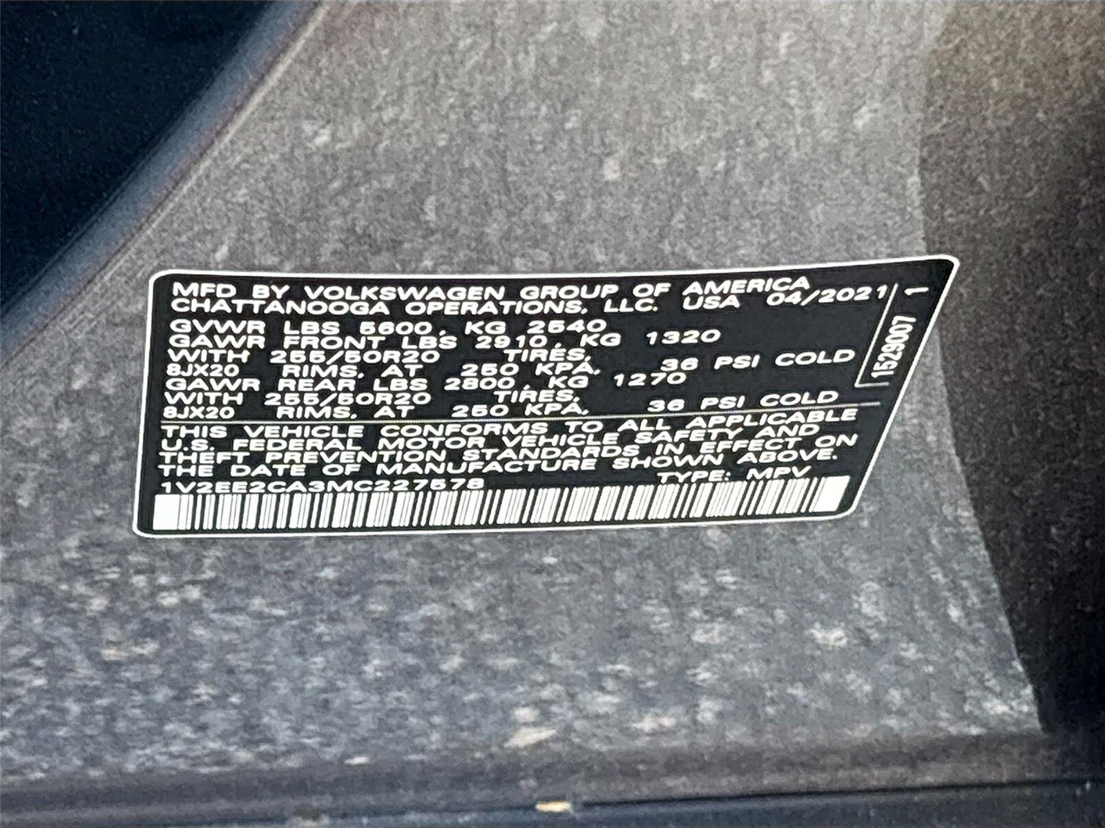 2021 Volkswagen Atlas Cross Sport 3.6L V6 SEL
