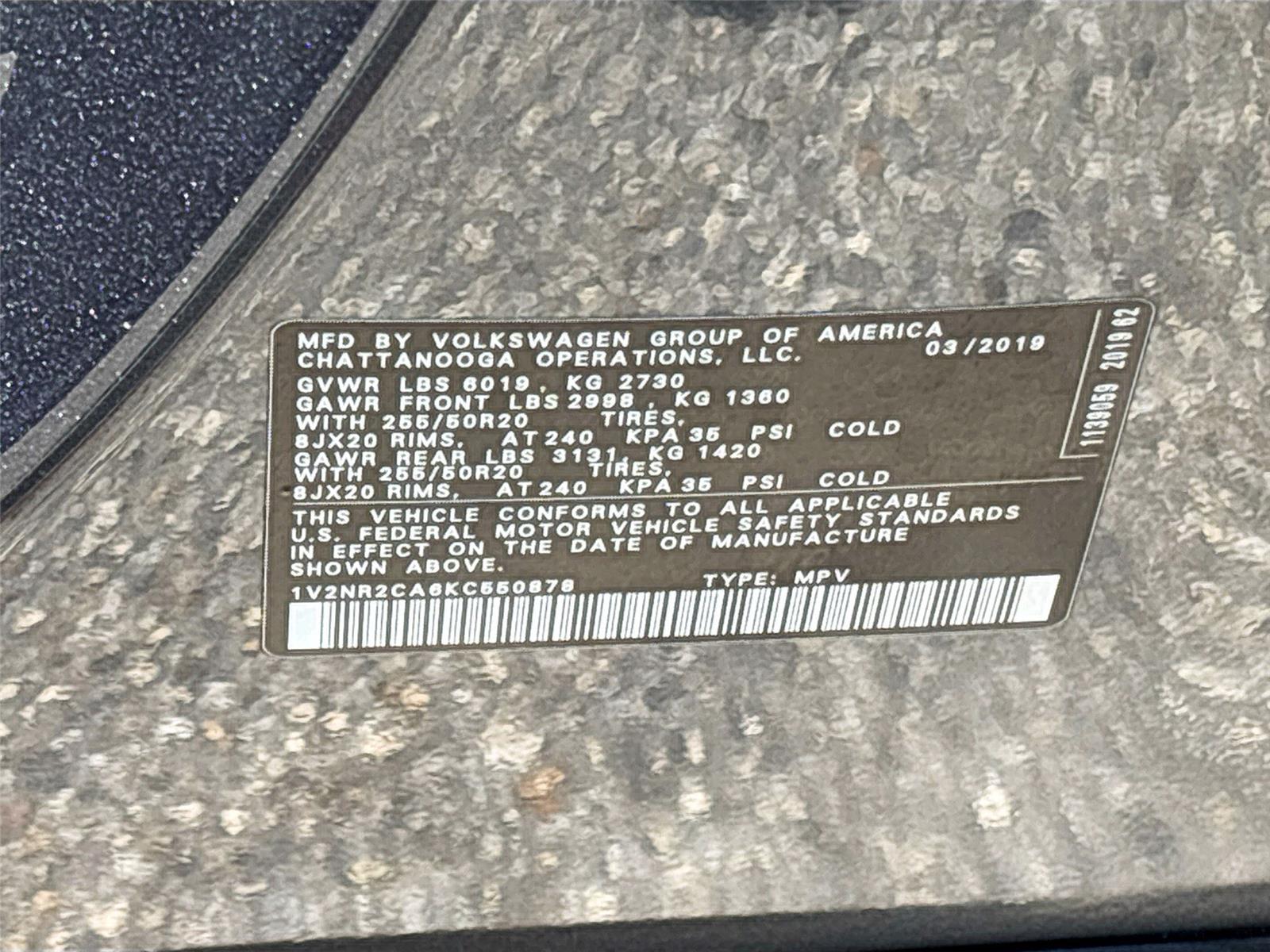 2019 Volkswagen Atlas 3.6L V6 SEL Premium