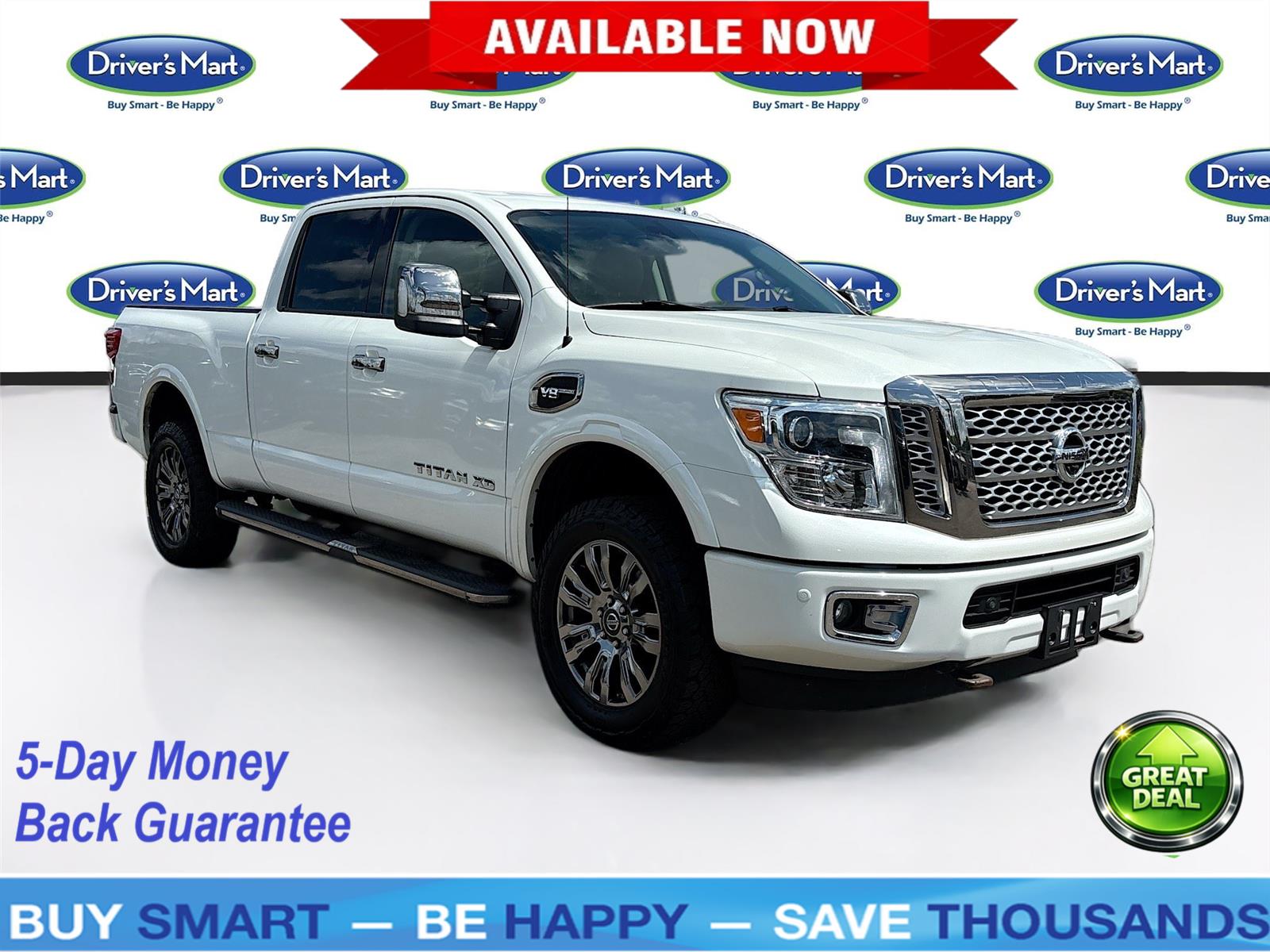 Pearl White 2016 Nissan Titan XD Platinum Reserve Crew Cab 4WD Pickup Truck Four-Wheel Drive Automatic