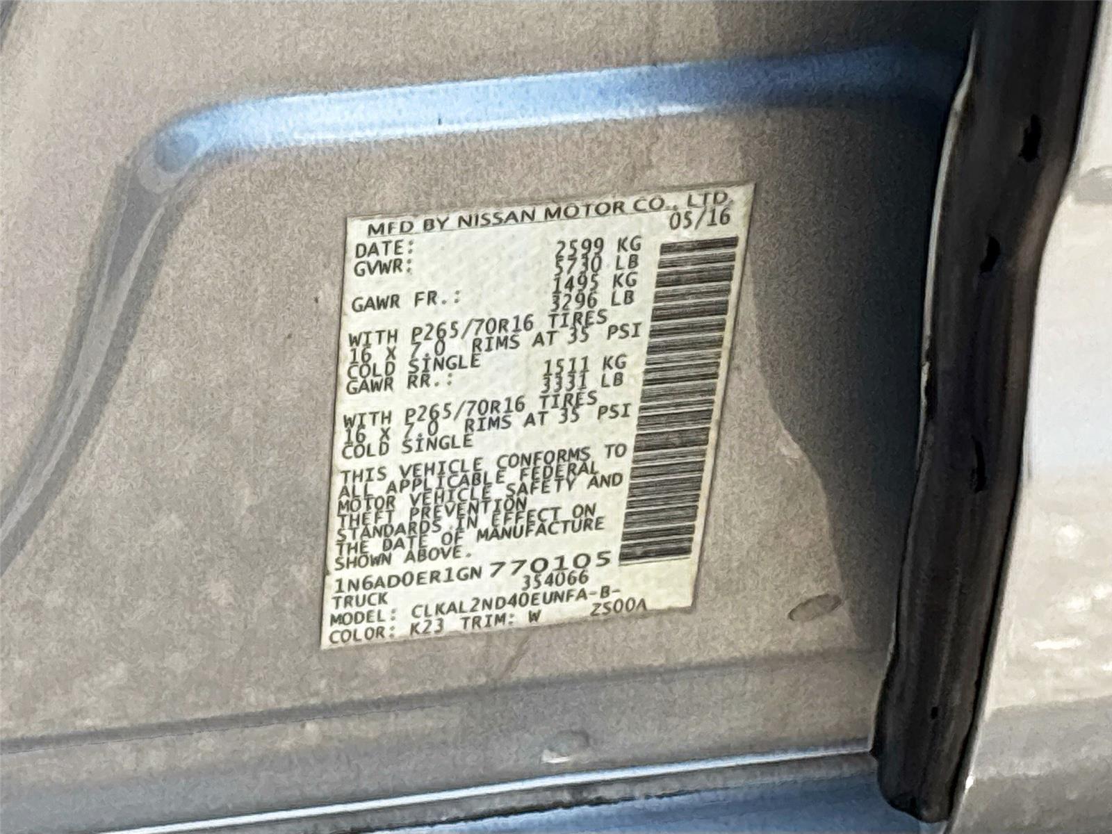 2016 Nissan Frontier SV