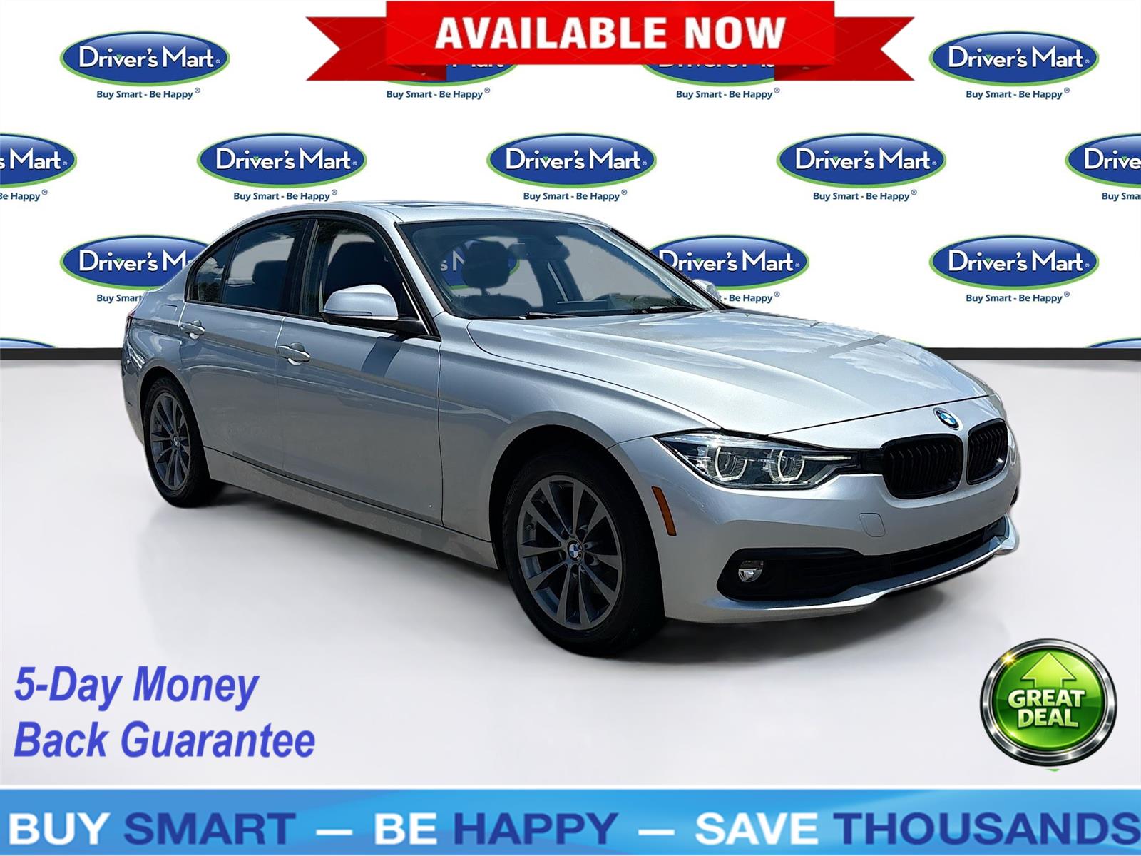 Glacier Silver Metallic 2018 BMW 3 Series Sedan Rear-Wheel Drive 8-Speed Automatic