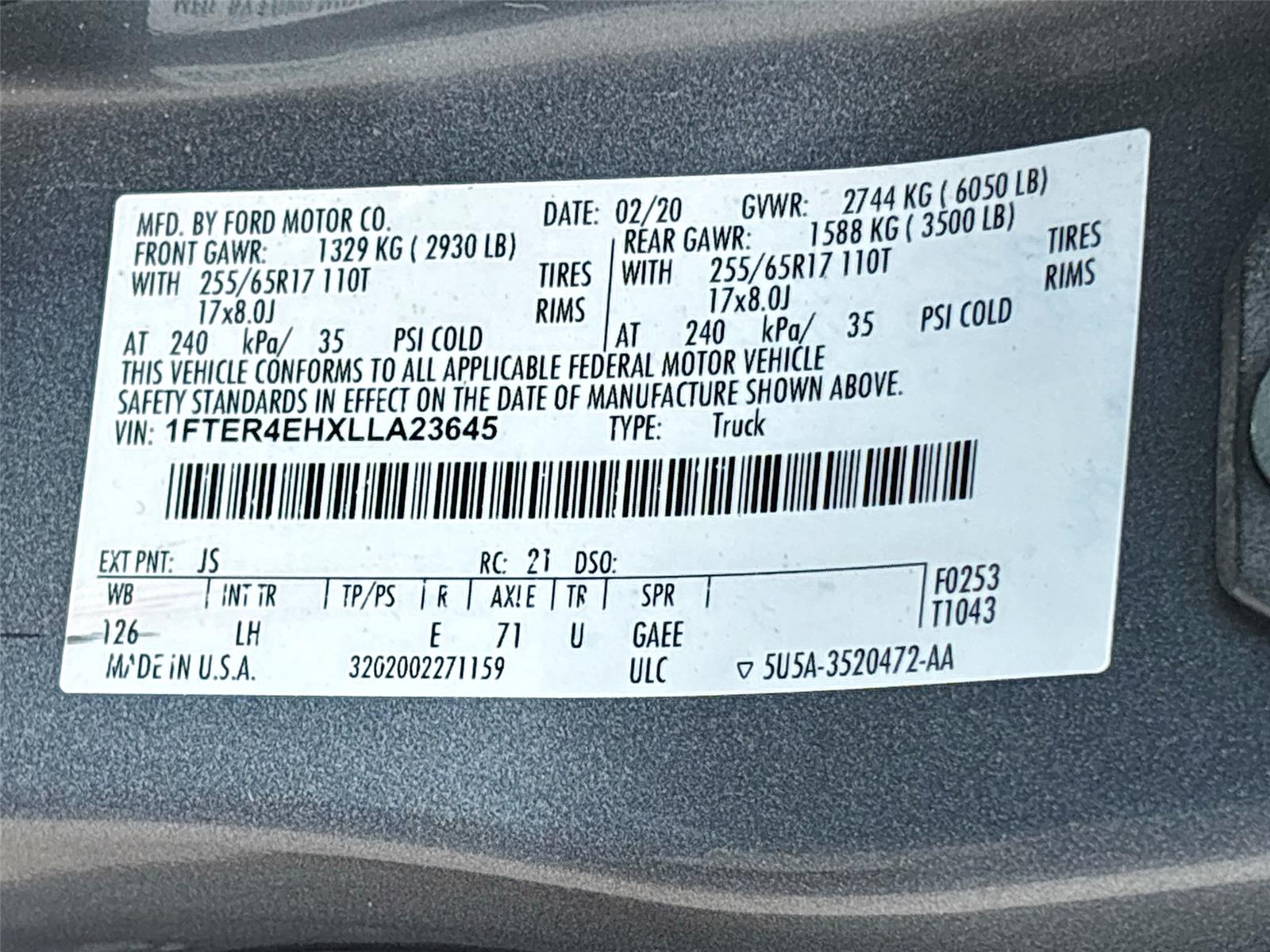 2020 Ford Ranger XL