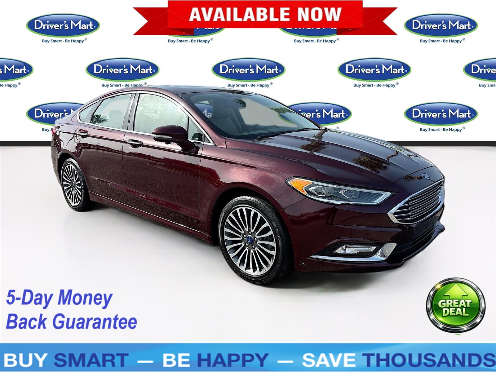 Red (Burgundy Velvet Metallic Tinted Clearcoat) 2017 Ford Fusion Sedan Front-Wheel Drive 6-Speed Automatic