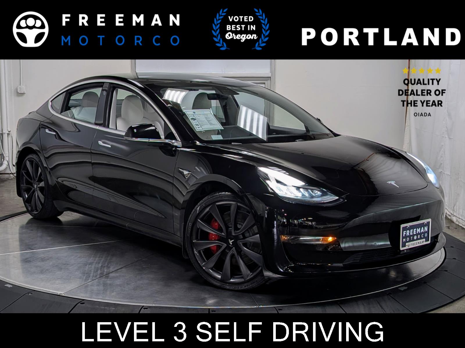 Solid Black 2020 Tesla Model 3 Performance AWD Sedan All-Wheel Drive Automatic