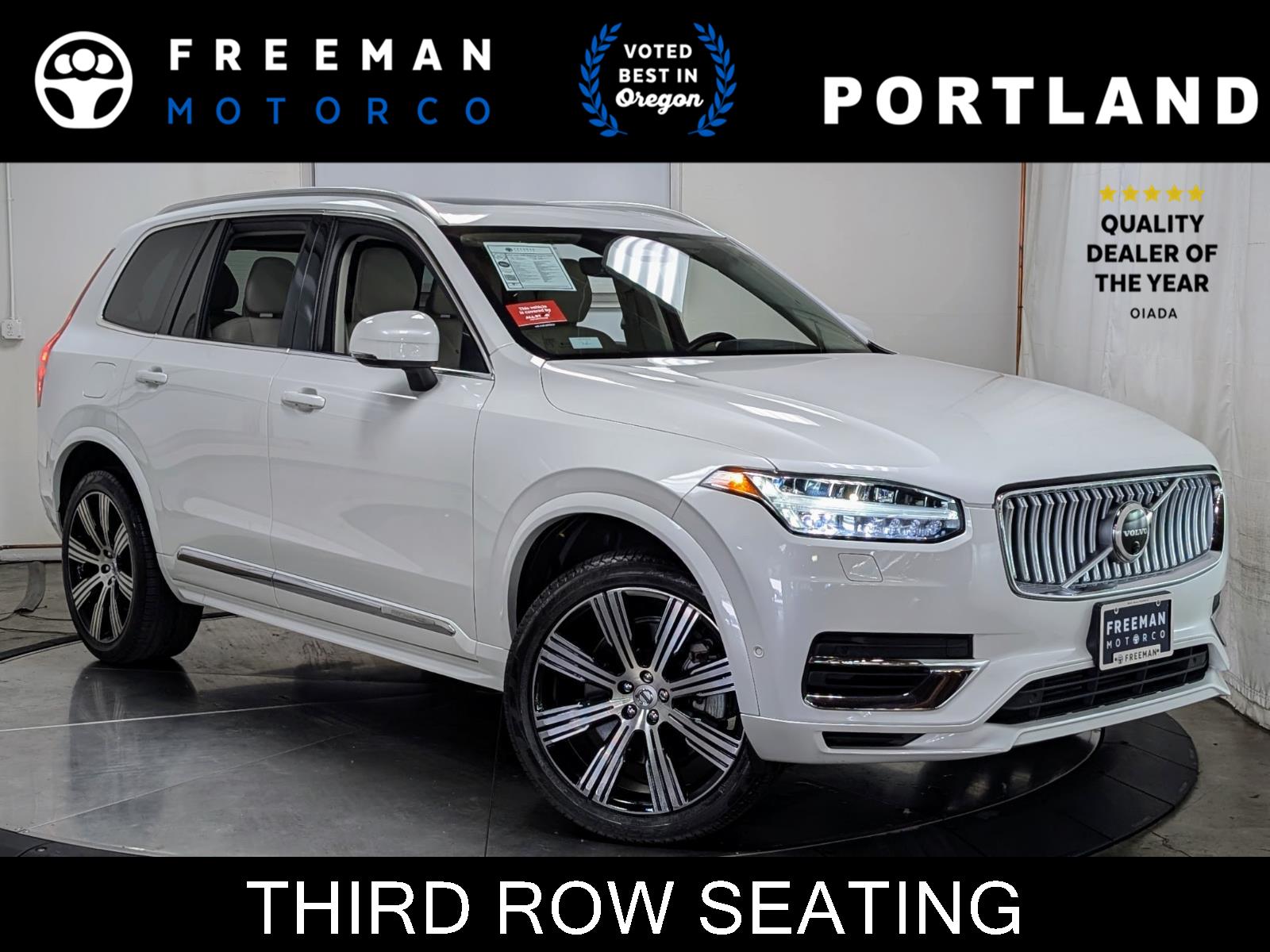 Crystal White Metallic 2023 Volvo XC90 Recharge T8 Plus Bright Theme 6-Passenger eAWD SUV / Crossover All-Wheel Drive Automatic
