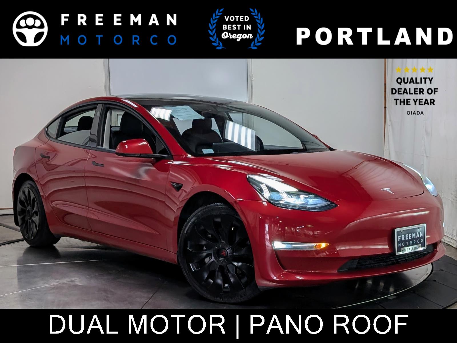 Red Multi-Coat 2022 Tesla Model 3 Sedan All-Wheel Drive Automatic