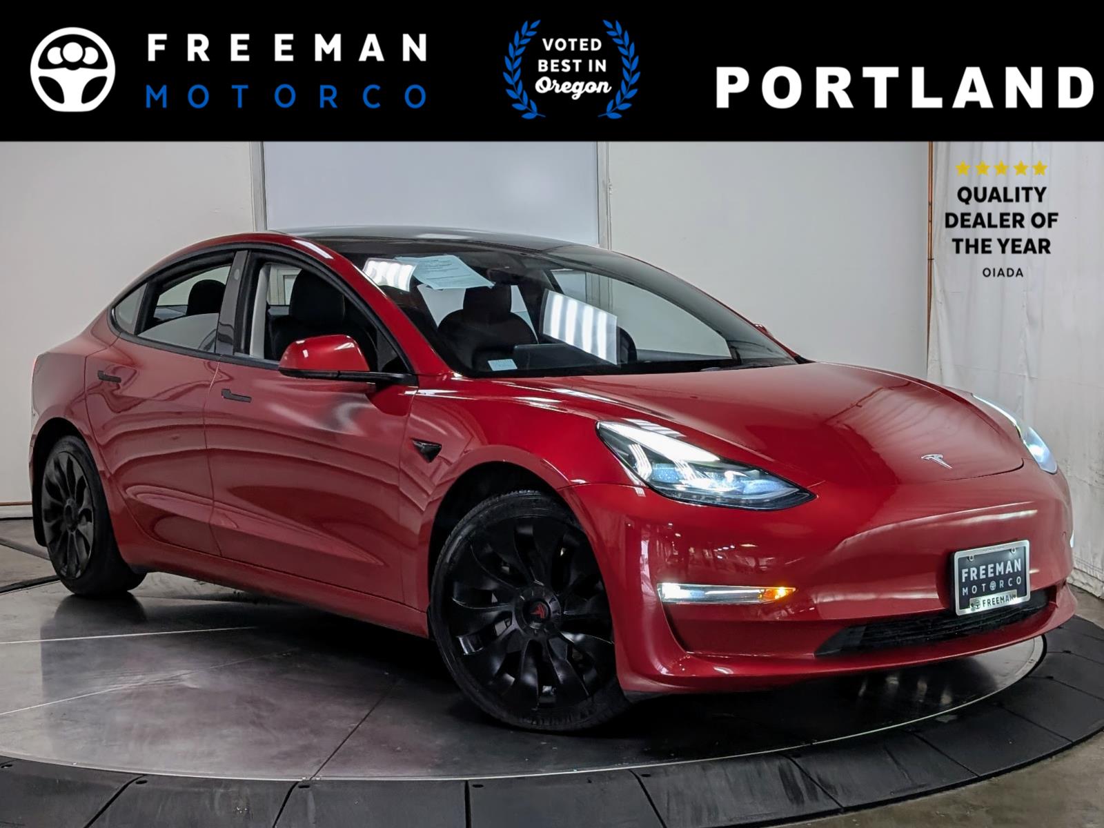 Red Multi-Coat 2022 Tesla Model 3 Sedan All-Wheel Drive Automatic