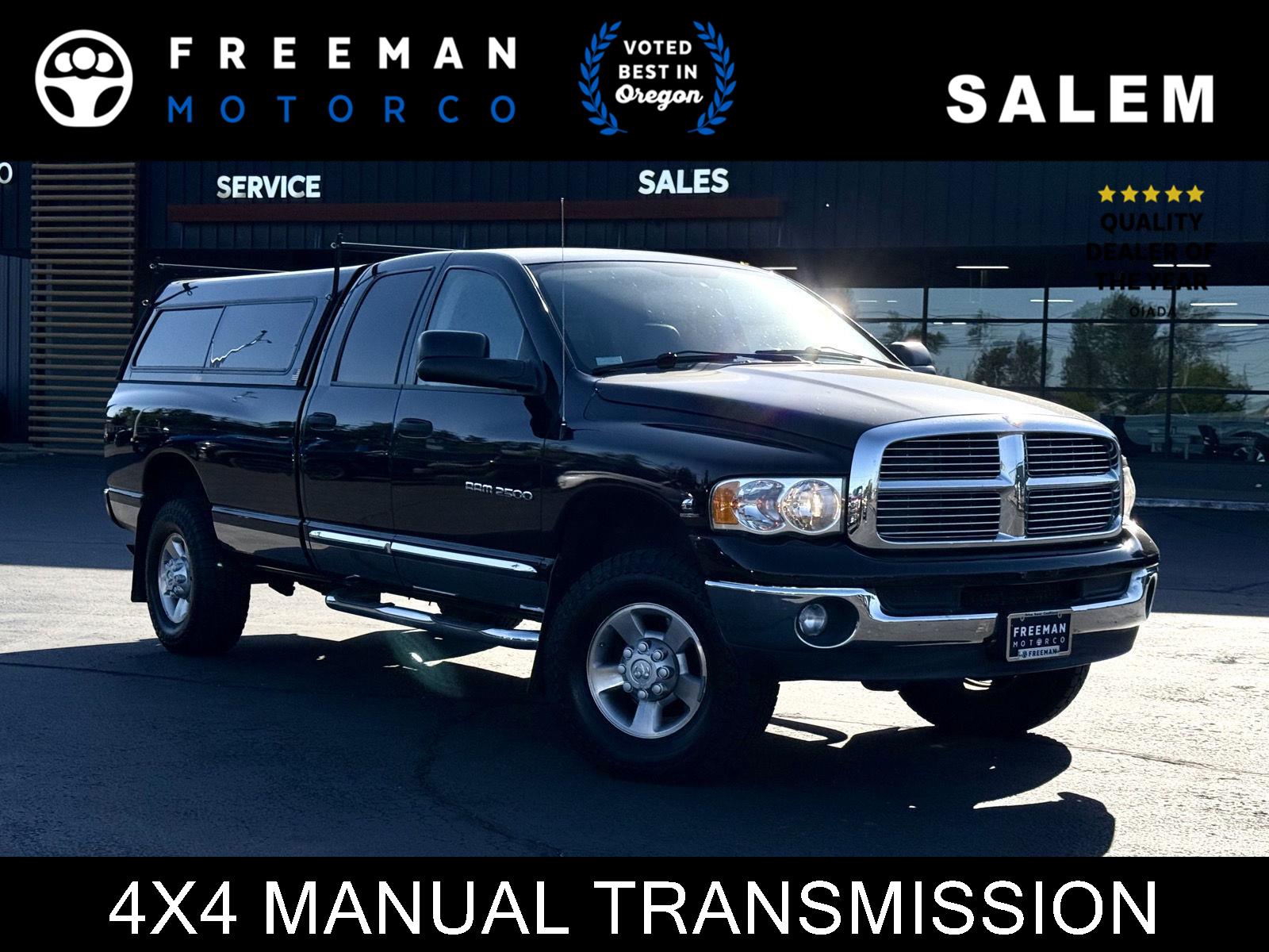 Black 2004 Dodge RAM 2500 SLT Quad Cab 4WD Pickup Truck Four-Wheel Drive 6-Speed Manual Overdrive