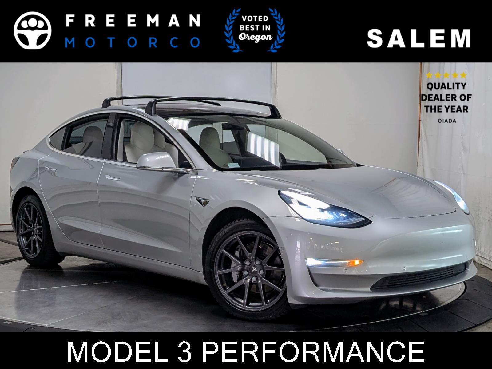 Silver 2018 Tesla Model 3 Sedan All-Wheel Drive Automatic