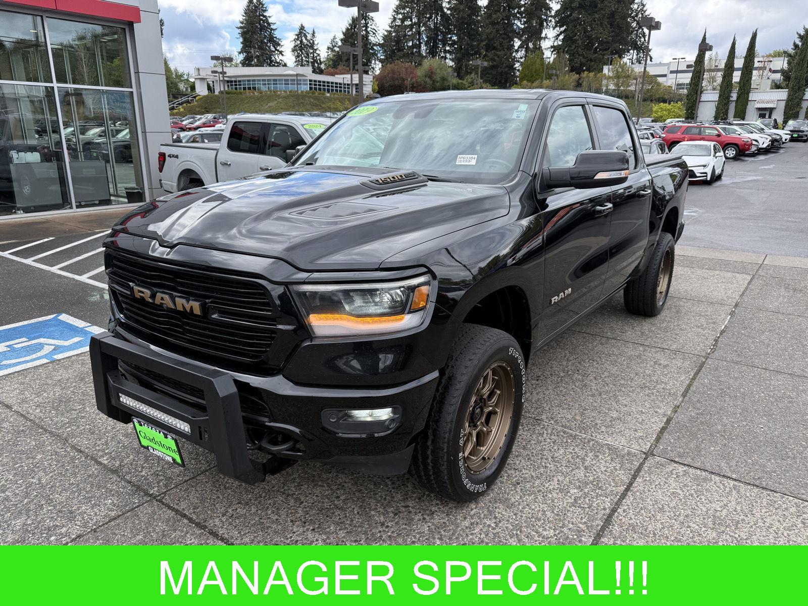 Diamond Black Crystal Pearl 2019 RAM 1500 Sport Crew Cab 4WD Pickup Truck 8-Speed Automatic