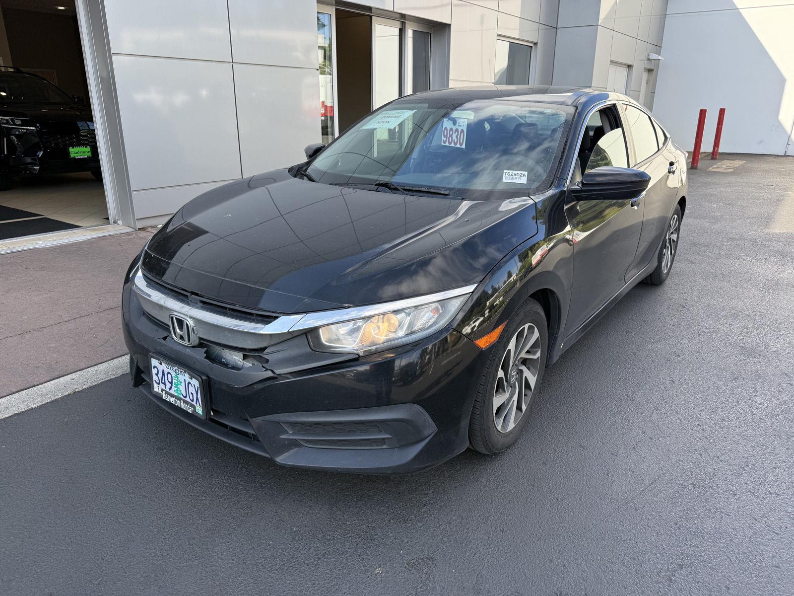 Cosmic Blue Metallic 2016 Honda Civic Sedan Front-Wheel Drive Continuously Variable Transmission