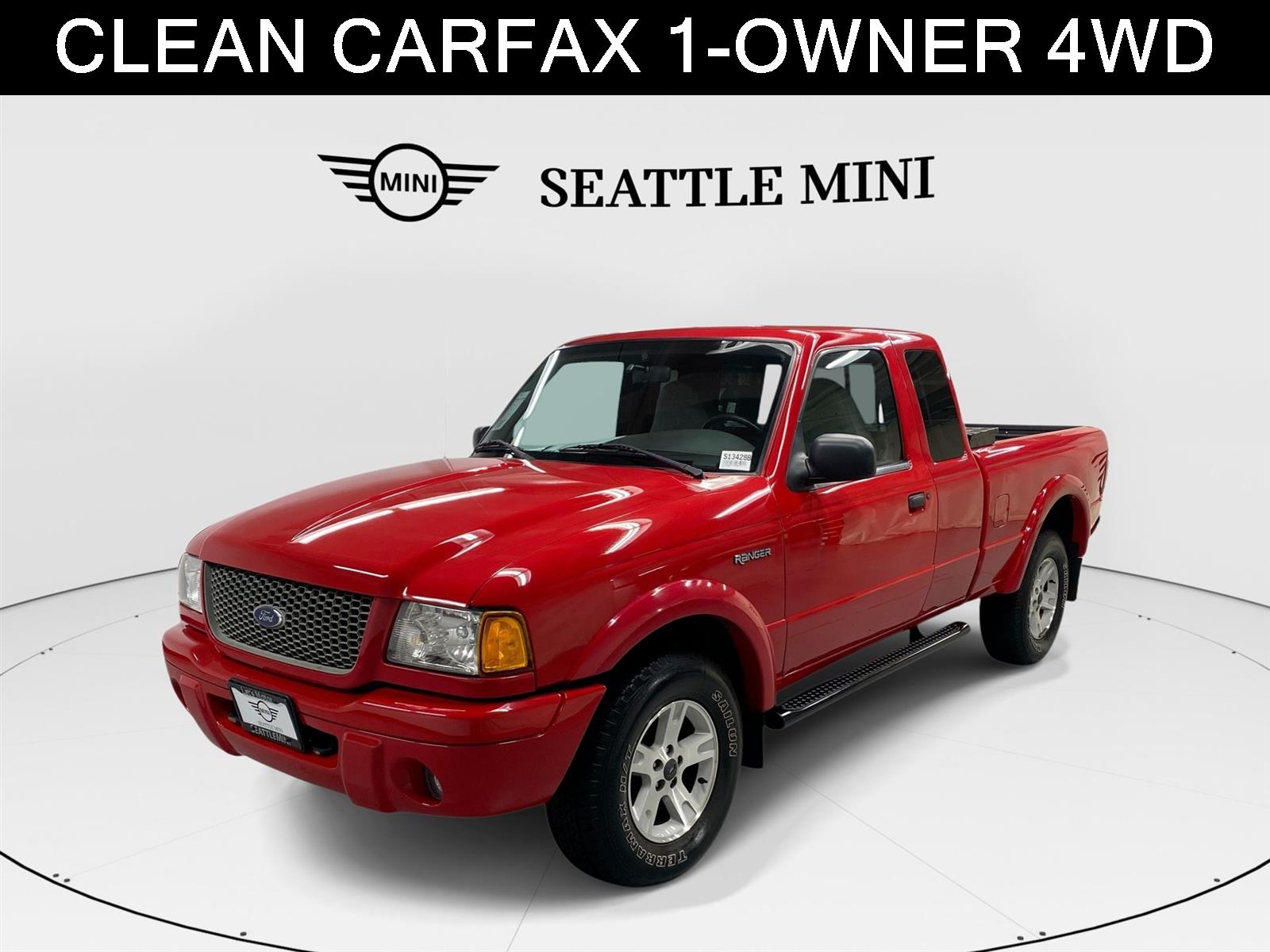 Red 2002 Ford Ranger 4 Dr Edge Plus 4WD Extended Cab SB Pickup Truck Four-Wheel Drive Automatic