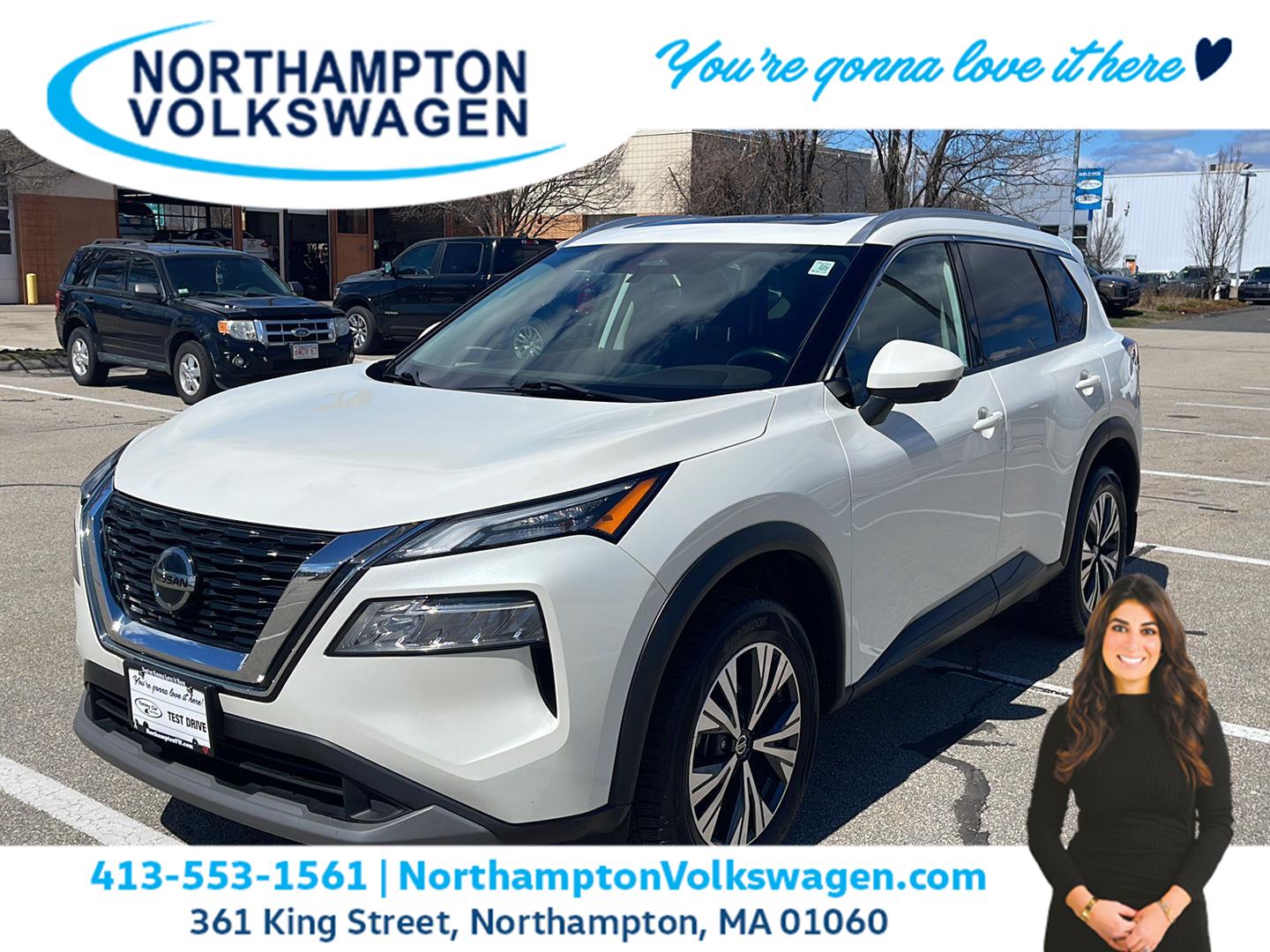 Pearl White Tricoat 2021 Nissan Rogue SV AWD SUV / Crossover All-Wheel Drive Continuously Variable Transmission