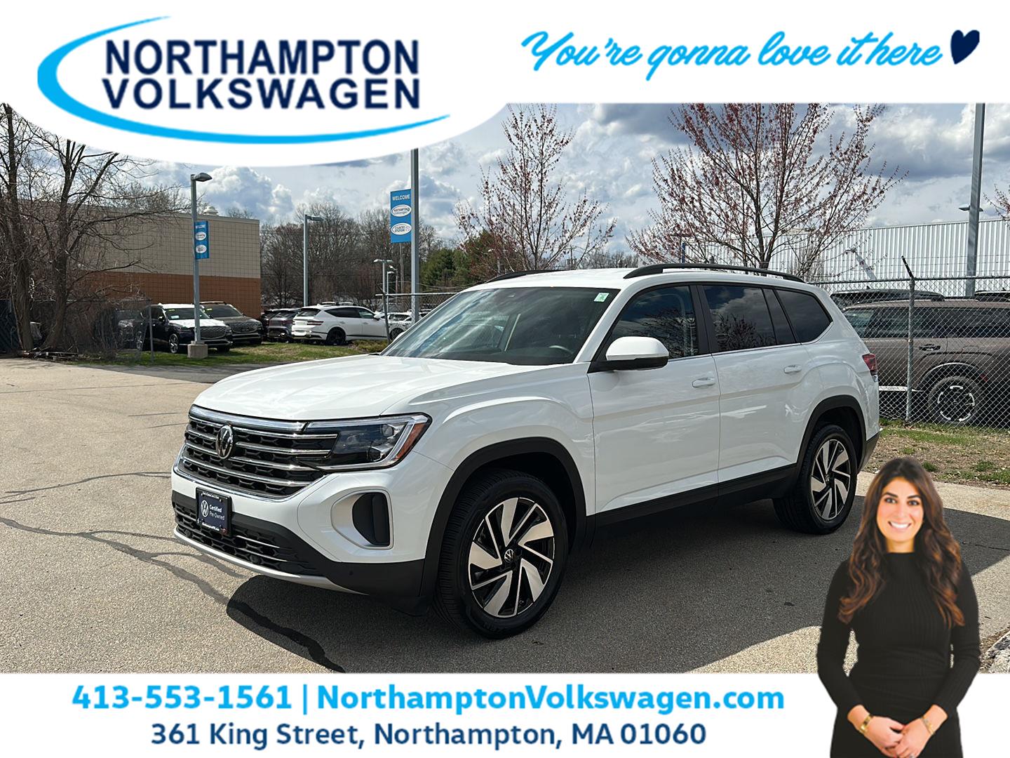 Pure White 2025 Volkswagen Atlas SE 4Motion with Technology SUV / Crossover All-Wheel Drive Automatic