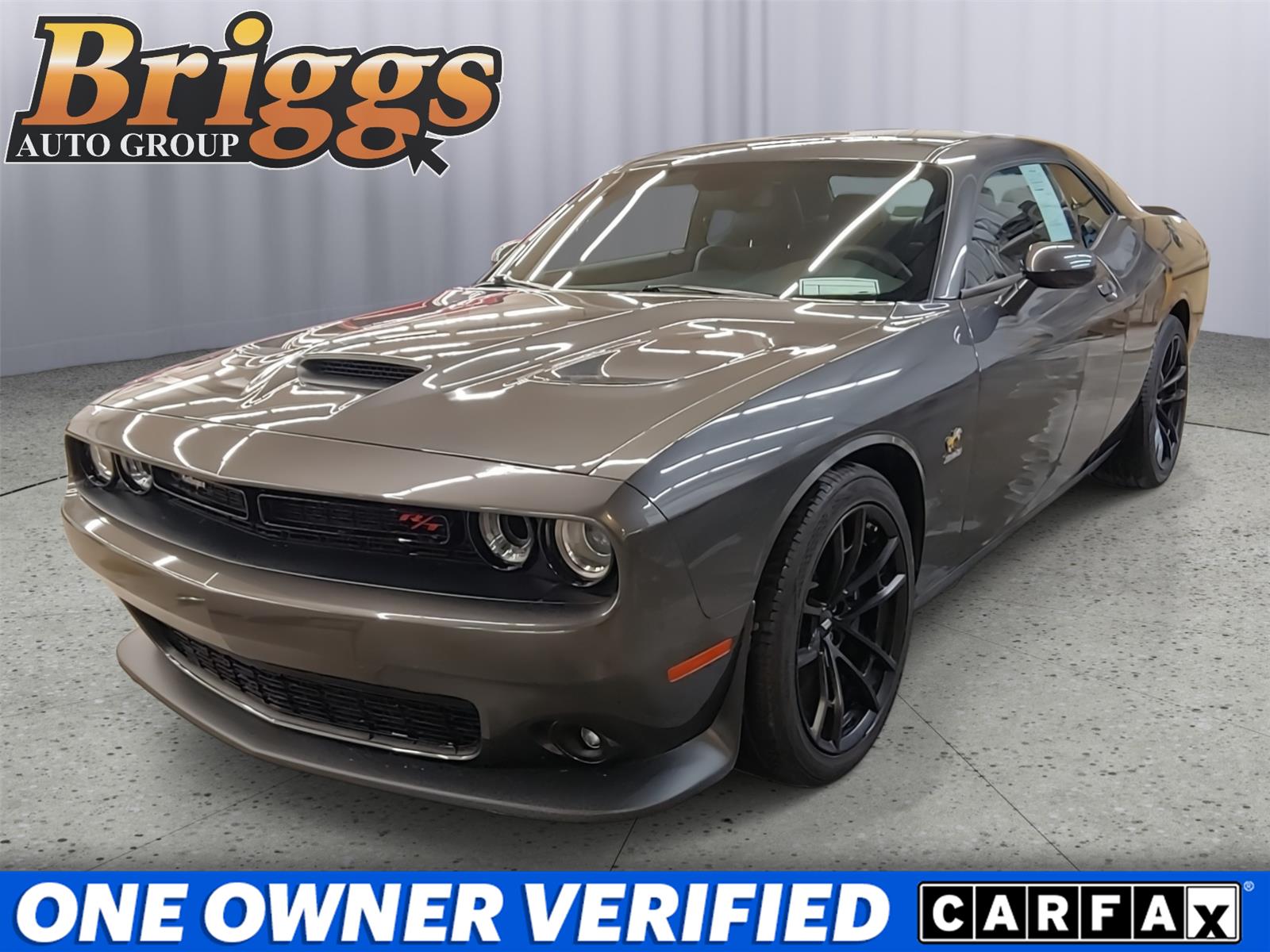 Gray (Granite Pearlcoat) 2023 Dodge Challenger R/T Scat Pack RWD Coupe Rear-Wheel Drive 8-Speed Automatic