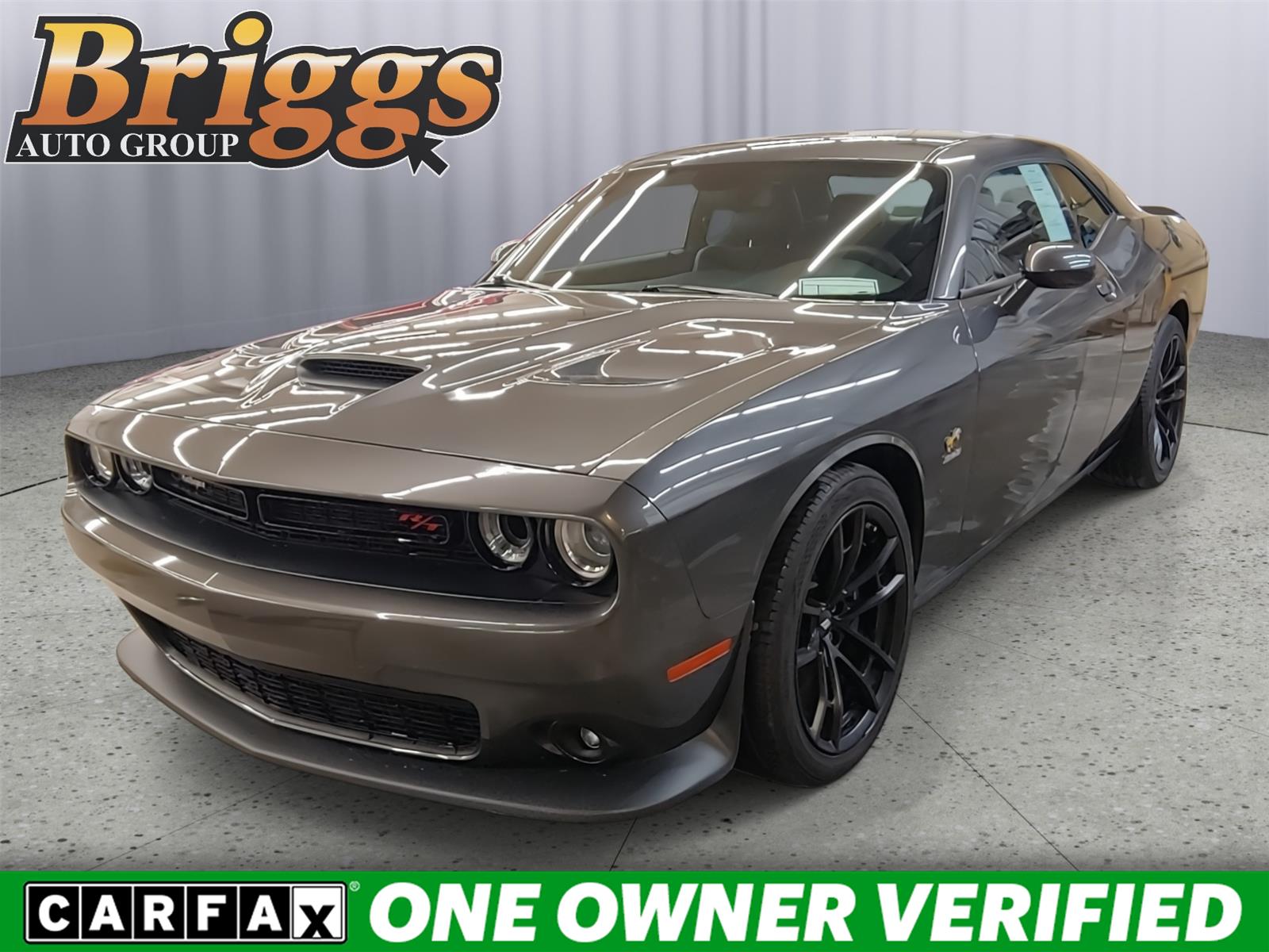 Gray (Granite Pearlcoat) 2023 Dodge Challenger R/T Scat Pack RWD Coupe Rear-Wheel Drive 8-Speed Automatic