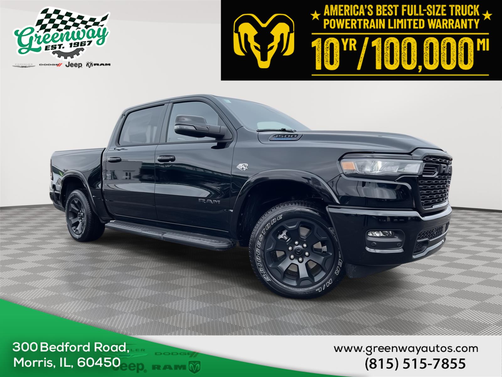 Diamond Black Crystal Pearlcoat 2026 RAM 1500 Big Horn Crew Cab 4WD Pickup Truck Four-Wheel Drive 8-Speed Automatic