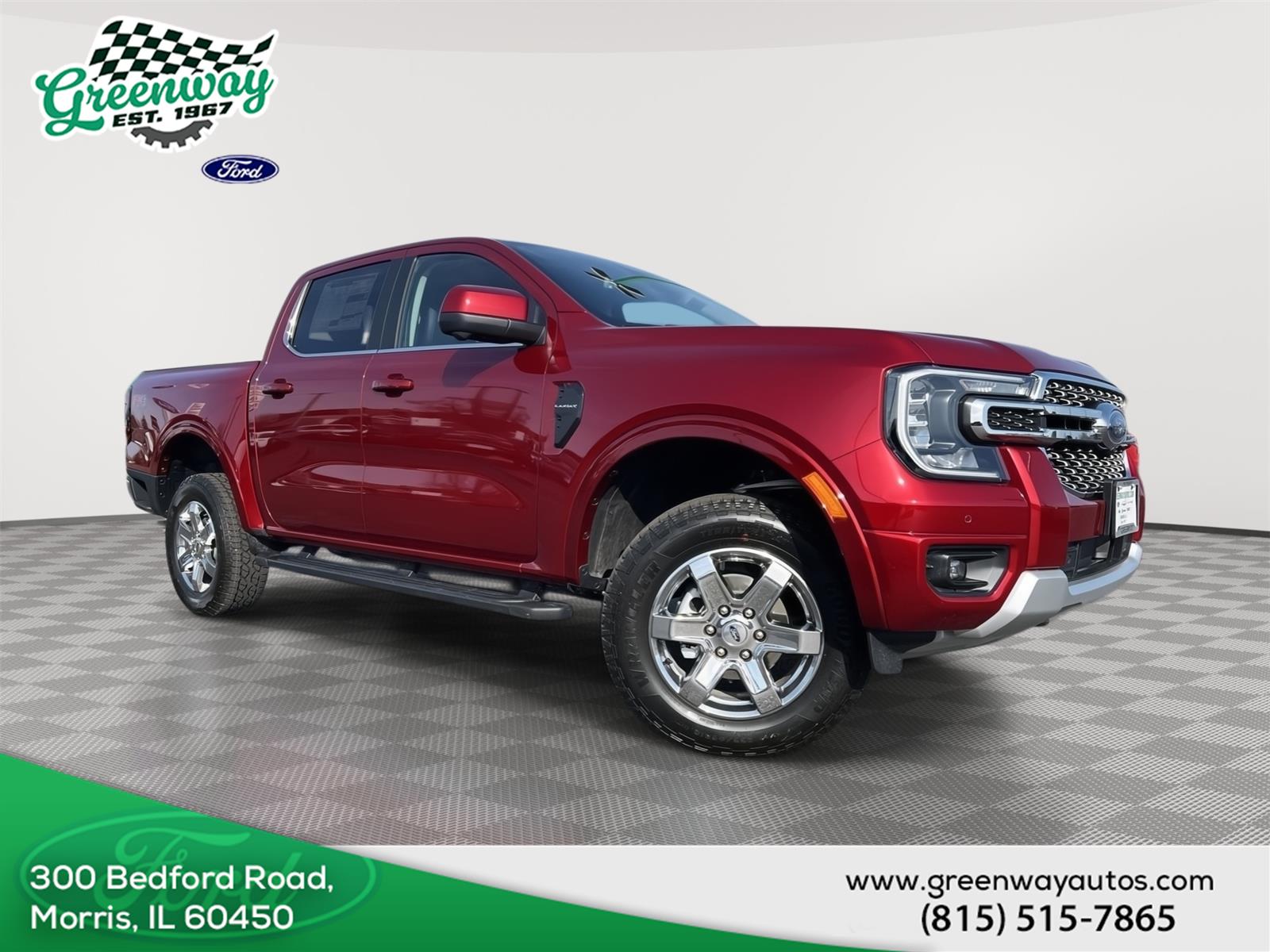 Ruby Red Metallic Tinted Clearcoat 2026 Ford Ranger Lariat SuperCrew 4WD Pickup Truck Four-Wheel Drive Automatic